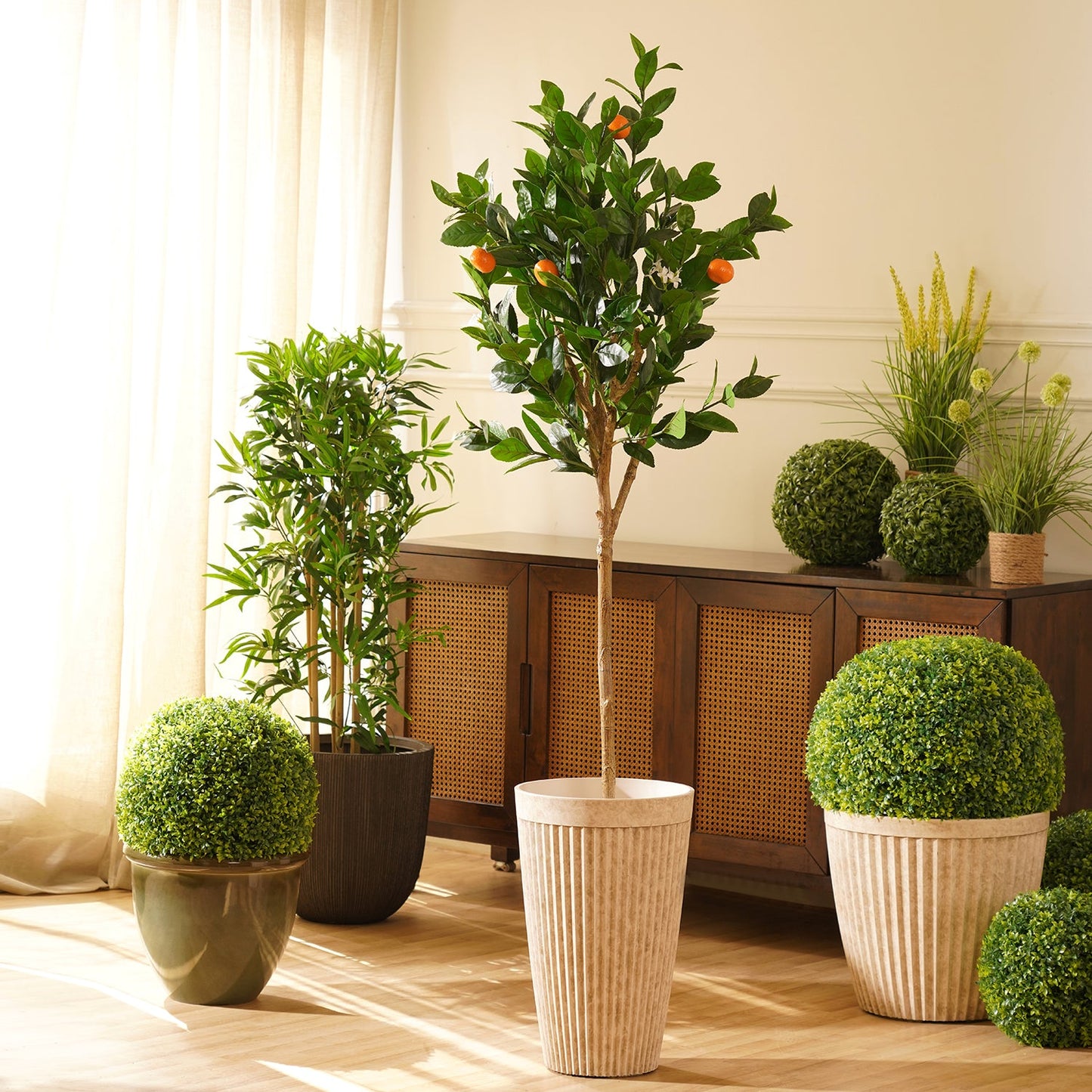 Green Orange  Faux Citrus Potted Plant - Large