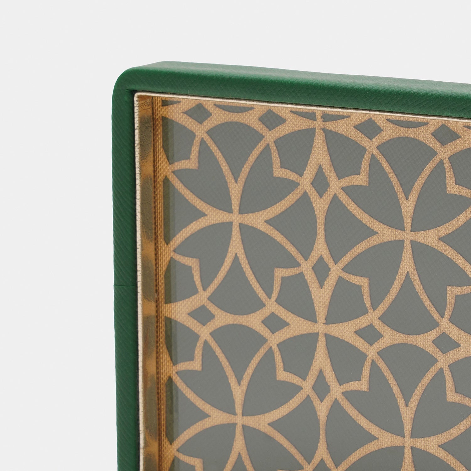 Green Printed Glass Faux Leather Coaster