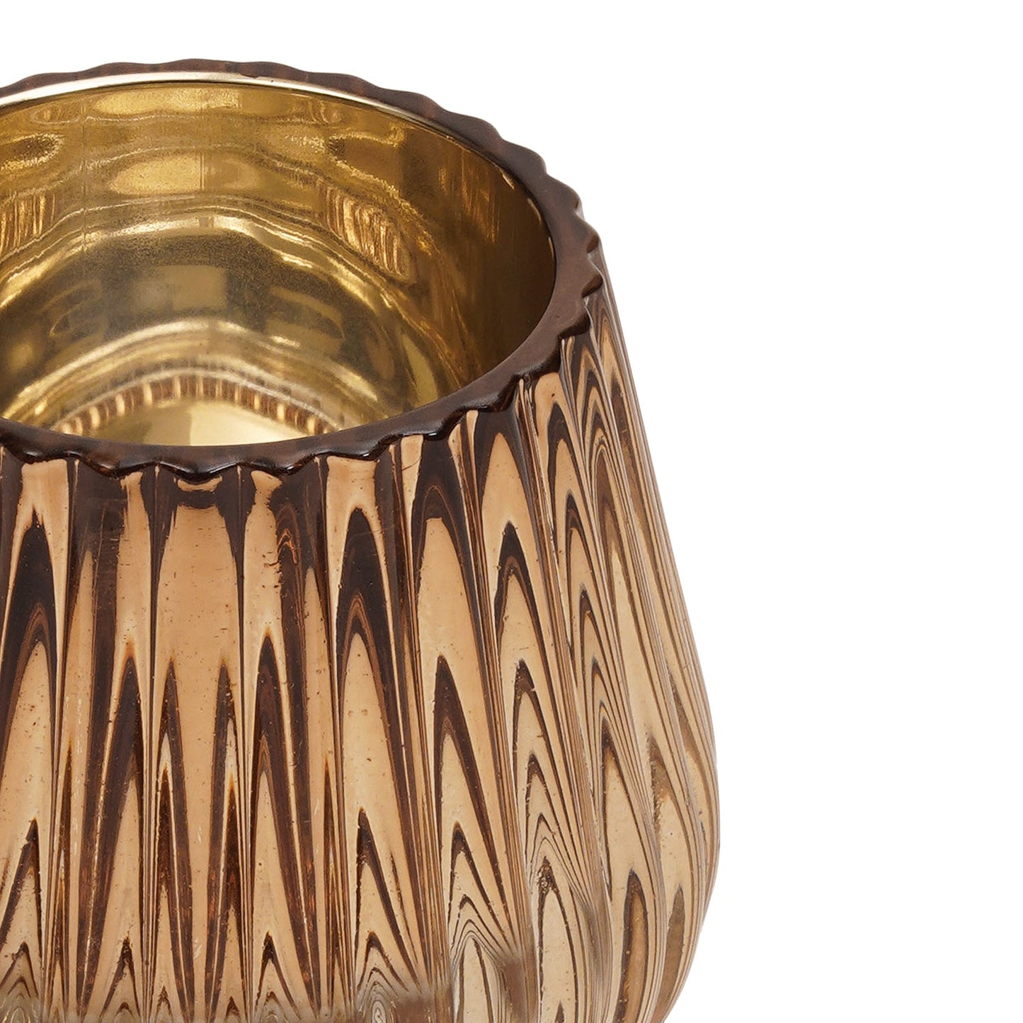 Set of 2 Gold Ribbed Texture Tealight Holders