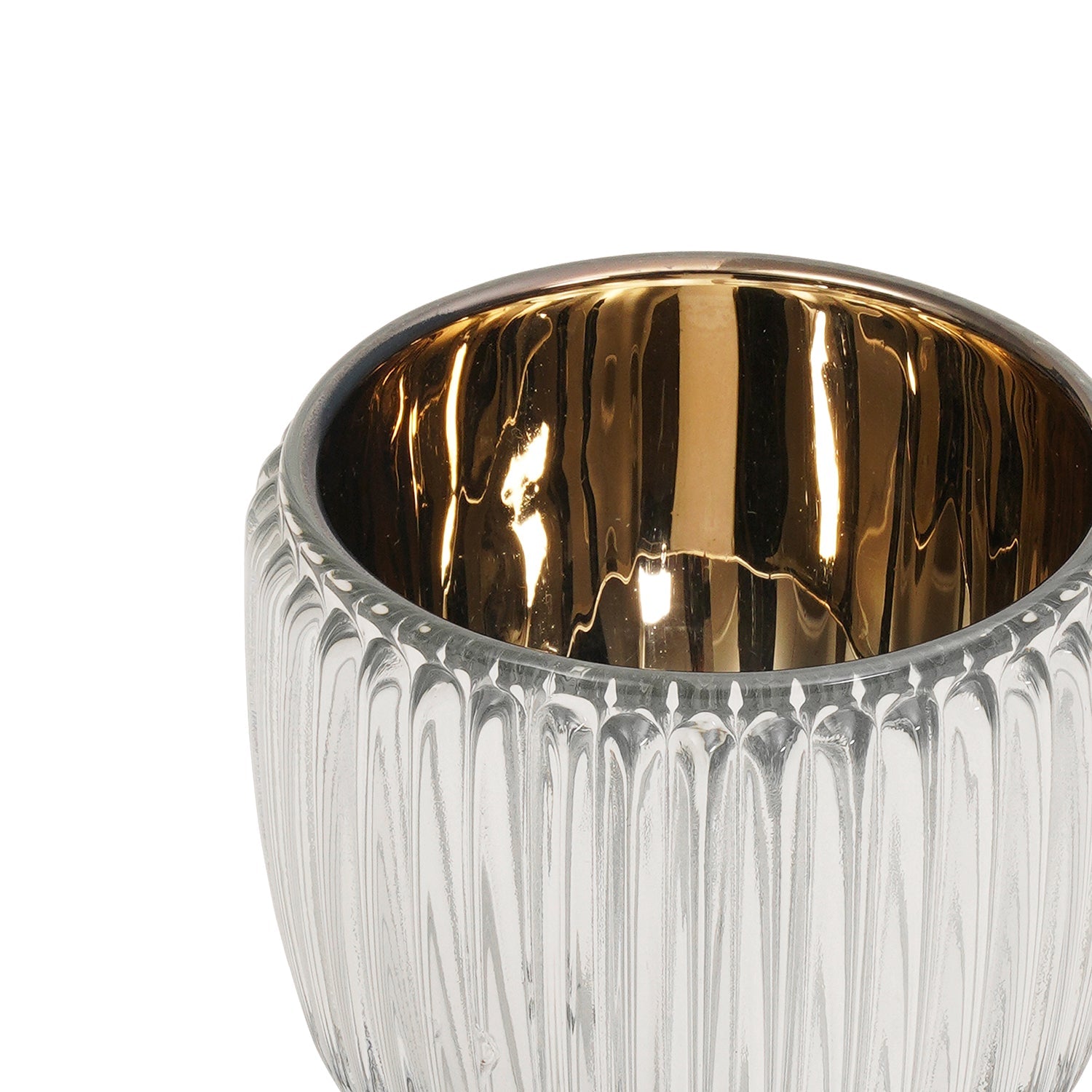 Set of 2 Silver Ribbed Texture Tealight Holders