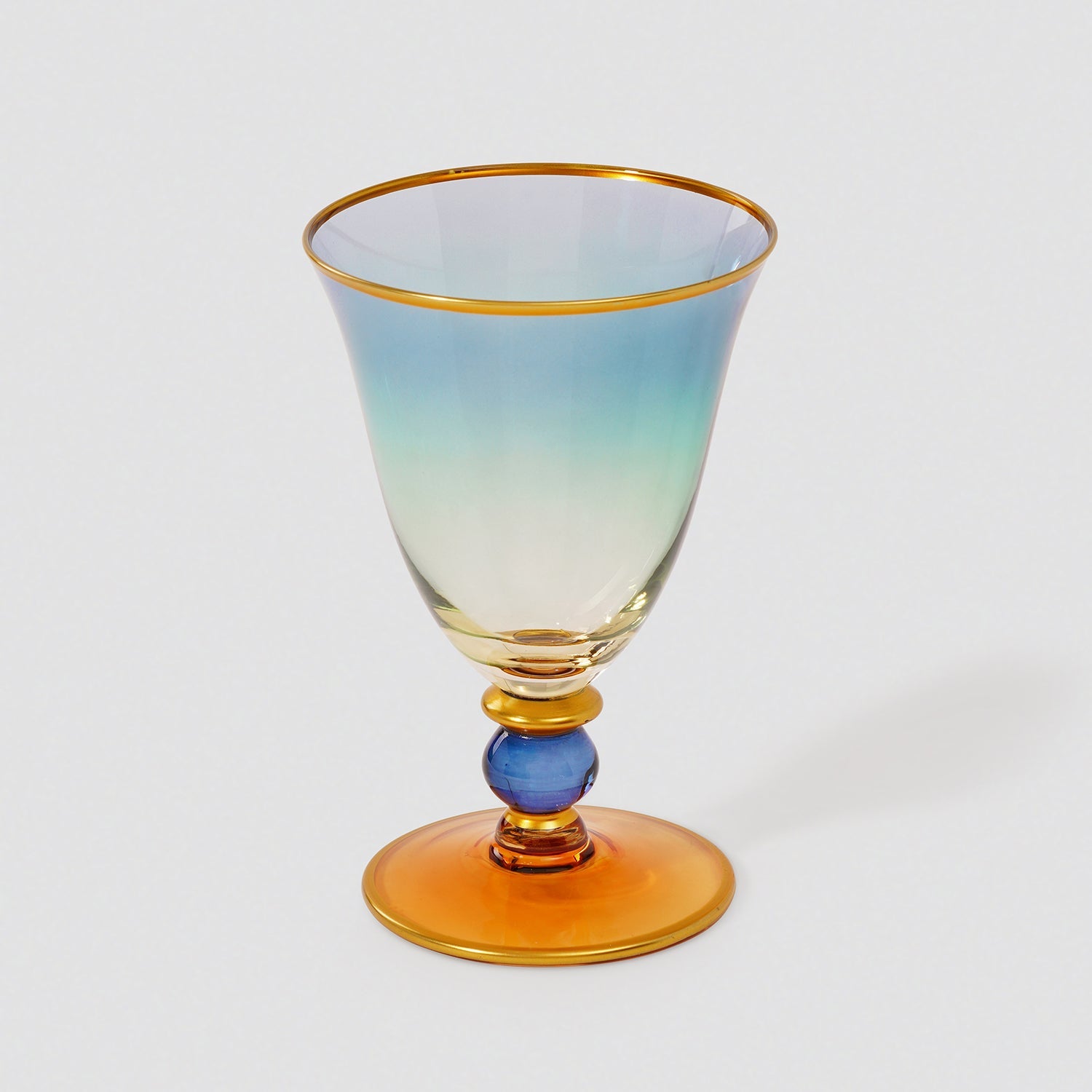 Set of 2 Blue & Green Ombre Wine Glasses