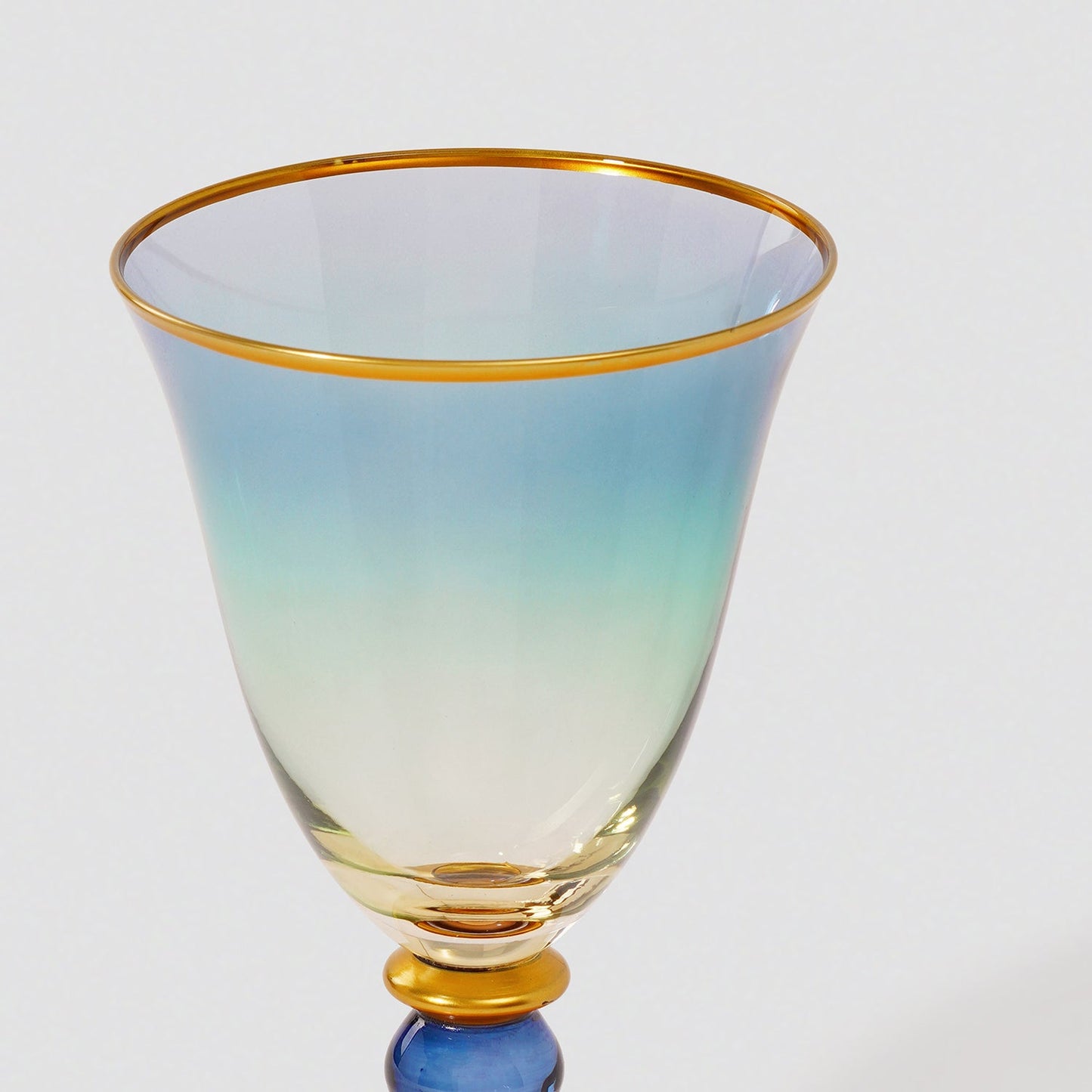 Set of 2 Blue & Green Ombre Wine Glasses