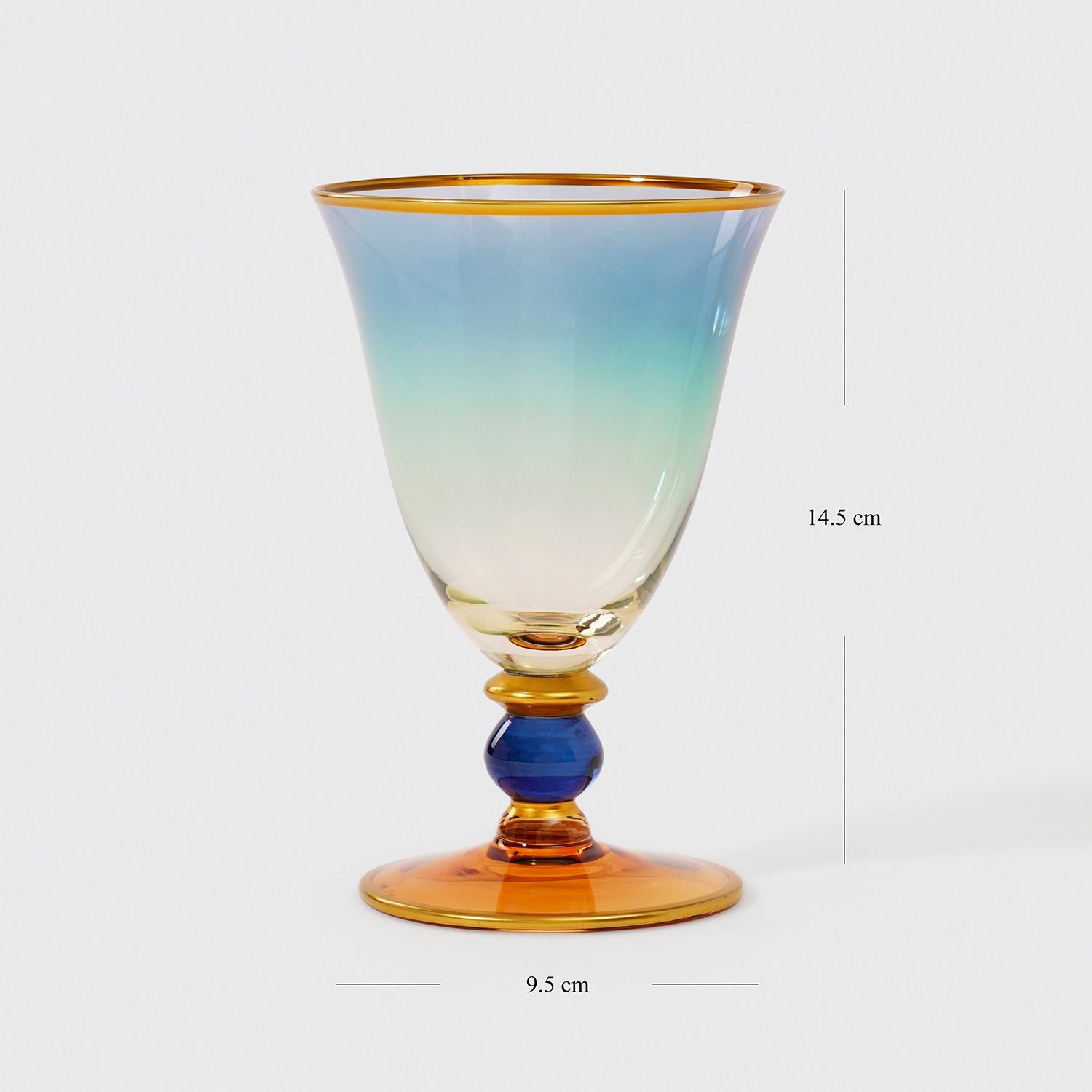 Set of 2 Blue & Green Ombre Wine Glasses