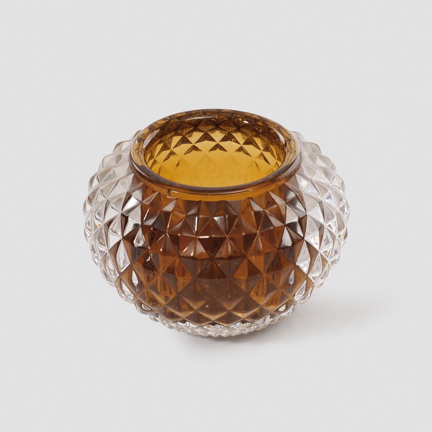 Set of 2 Dark Amber Textured Glass Tealight Holder