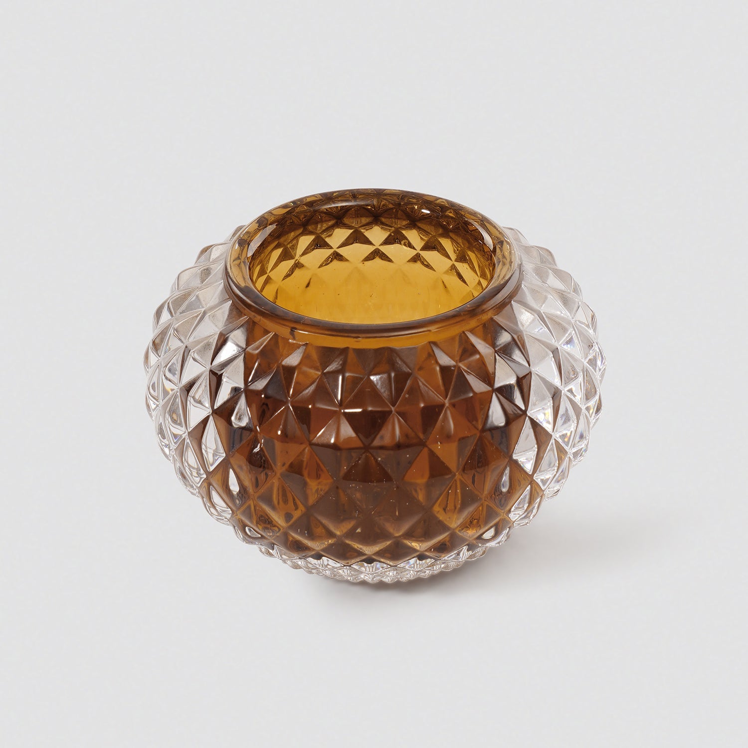Set of 2 Dark Amber Textured Glass Tealight Holder