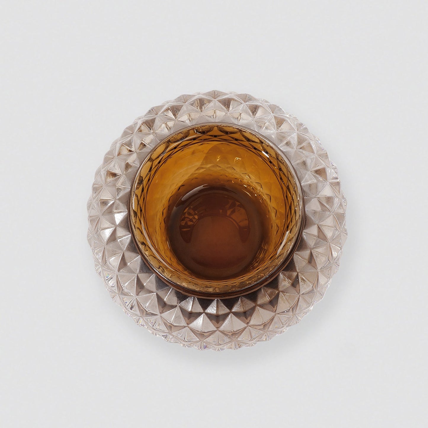 Set of 2 Dark Amber Textured Glass Tealight Holder