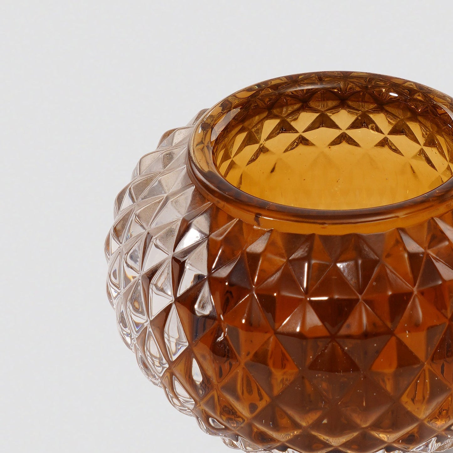 Set of 2 Dark Amber Textured Glass Tealight Holder