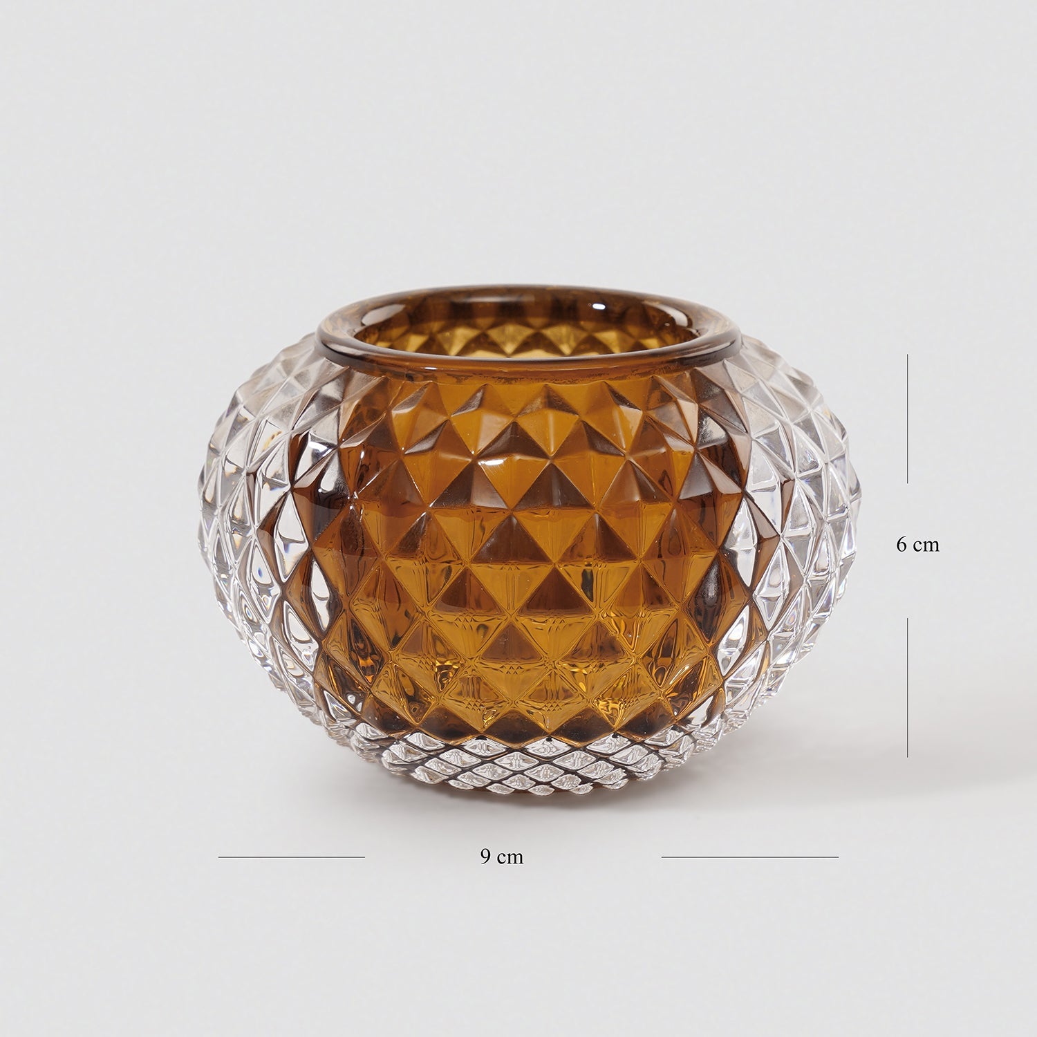 Set of 2 Dark Amber Textured Glass Tealight Holder