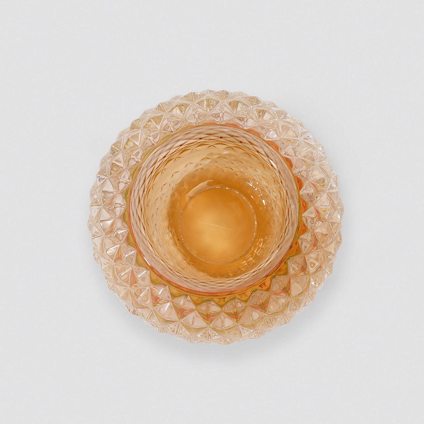 Set of 2 Light Amber Textured Glass Tealight Holder