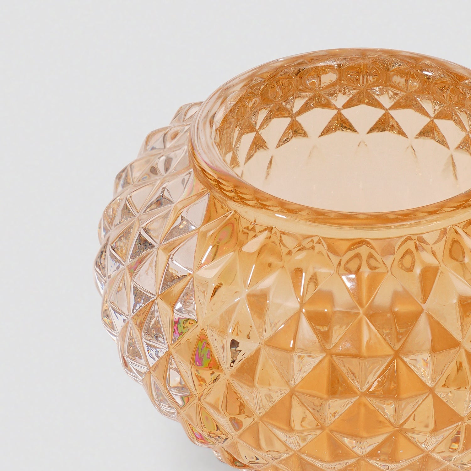 Set of 2 Light Amber Textured Glass Tealight Holder