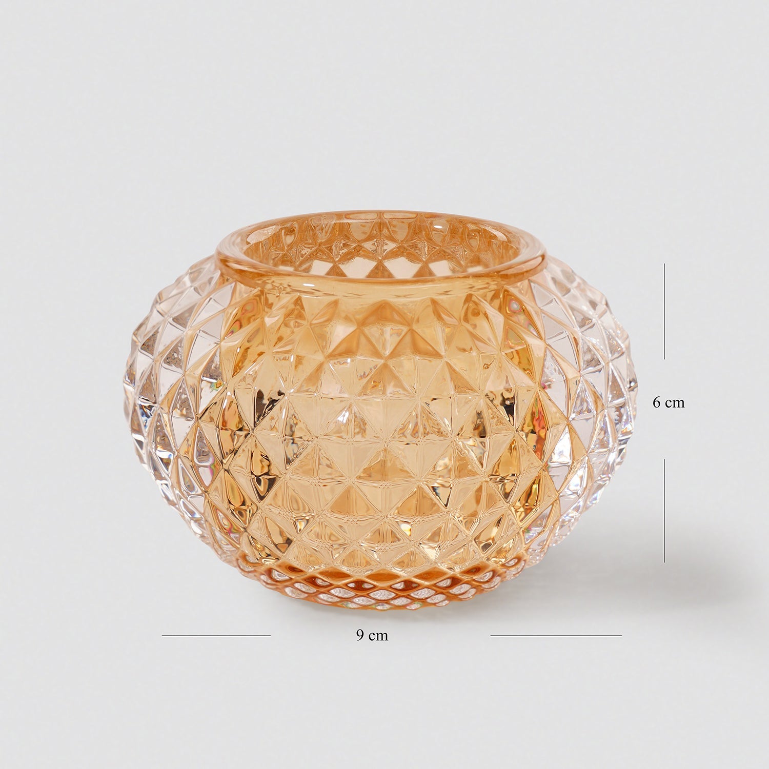 Set of 2 Light Amber Textured Glass Tealight Holder