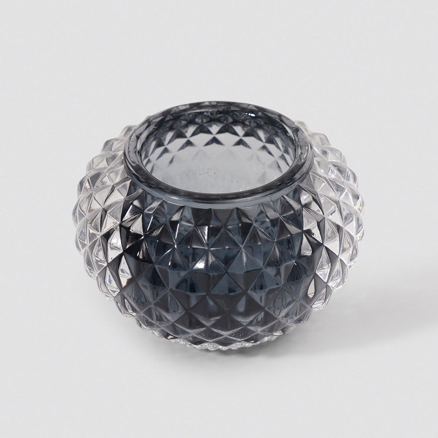 Set of 2 Grey Textured Glass Tealight Holder