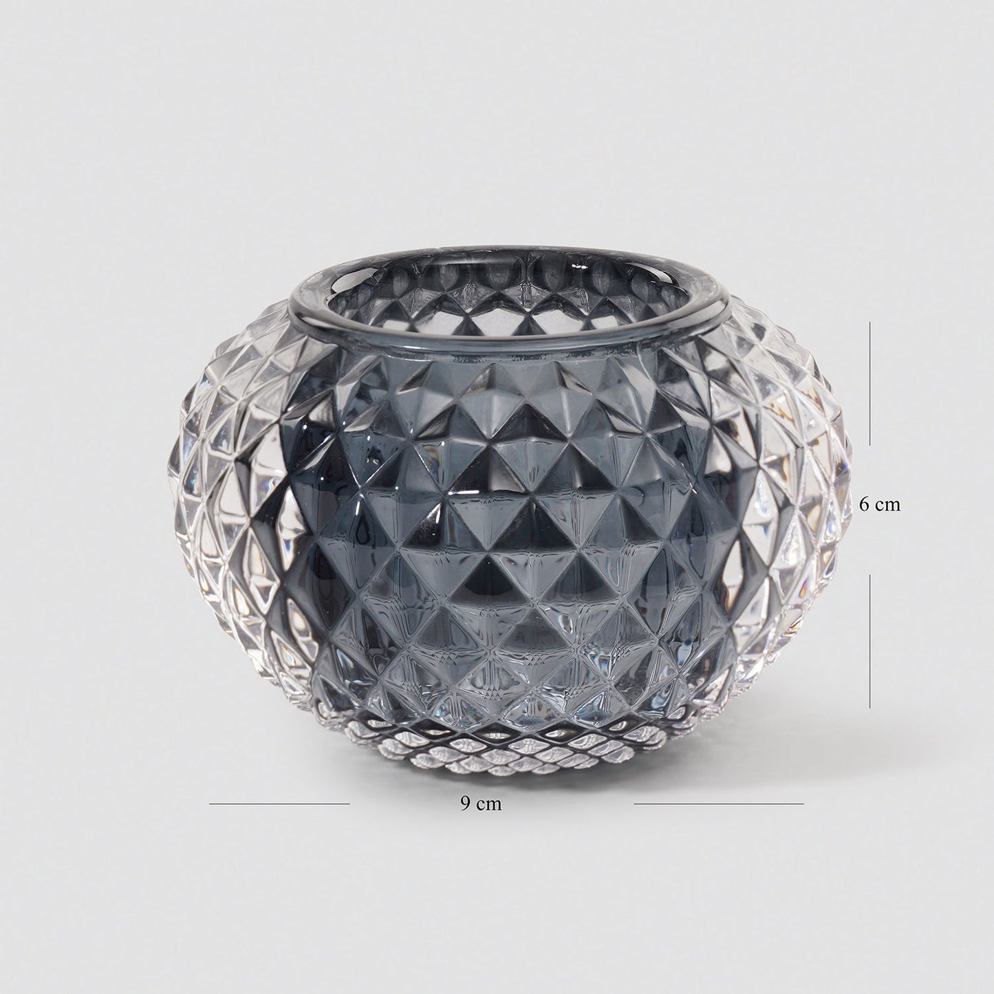 Set of 2 Grey Textured Glass Tealight Holder