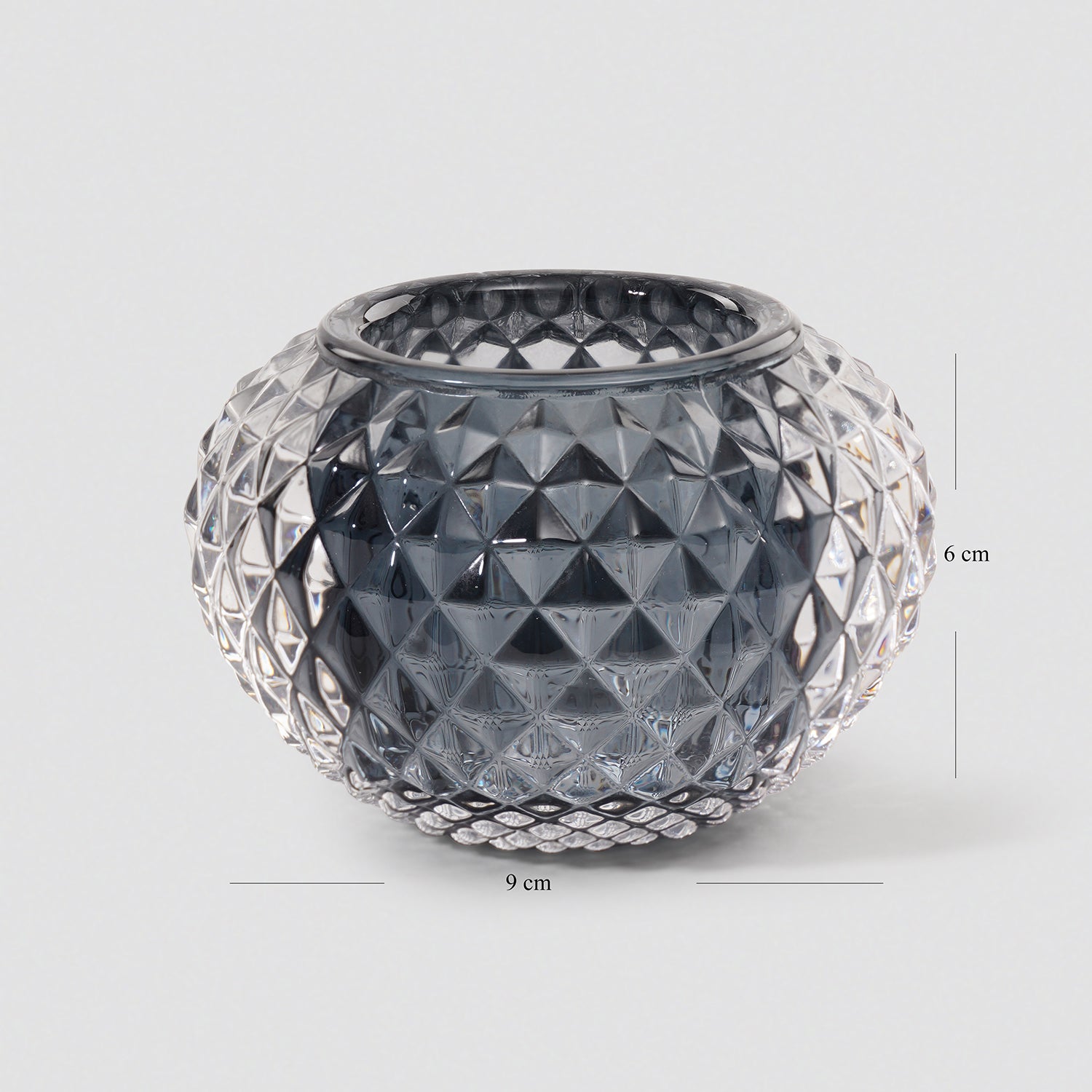 Set of 2 Grey Textured Glass Tealight Holder