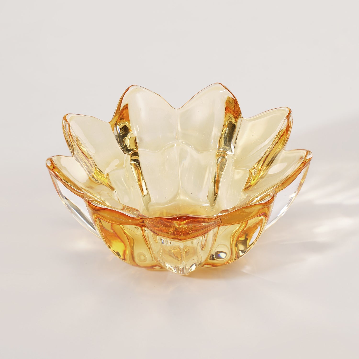 Set of 2 Amber Floral Shaped Tealight Holder