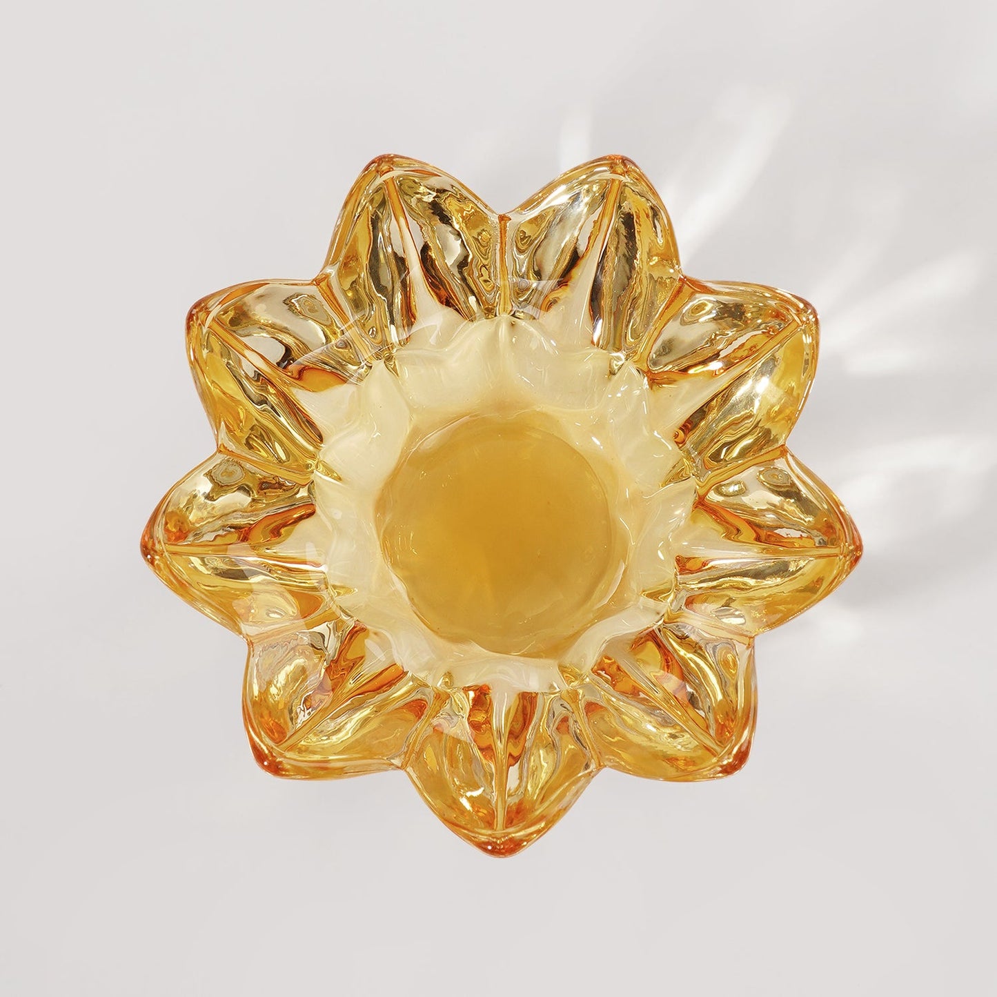 Set of 2 Amber Floral Shaped Tealight Holder