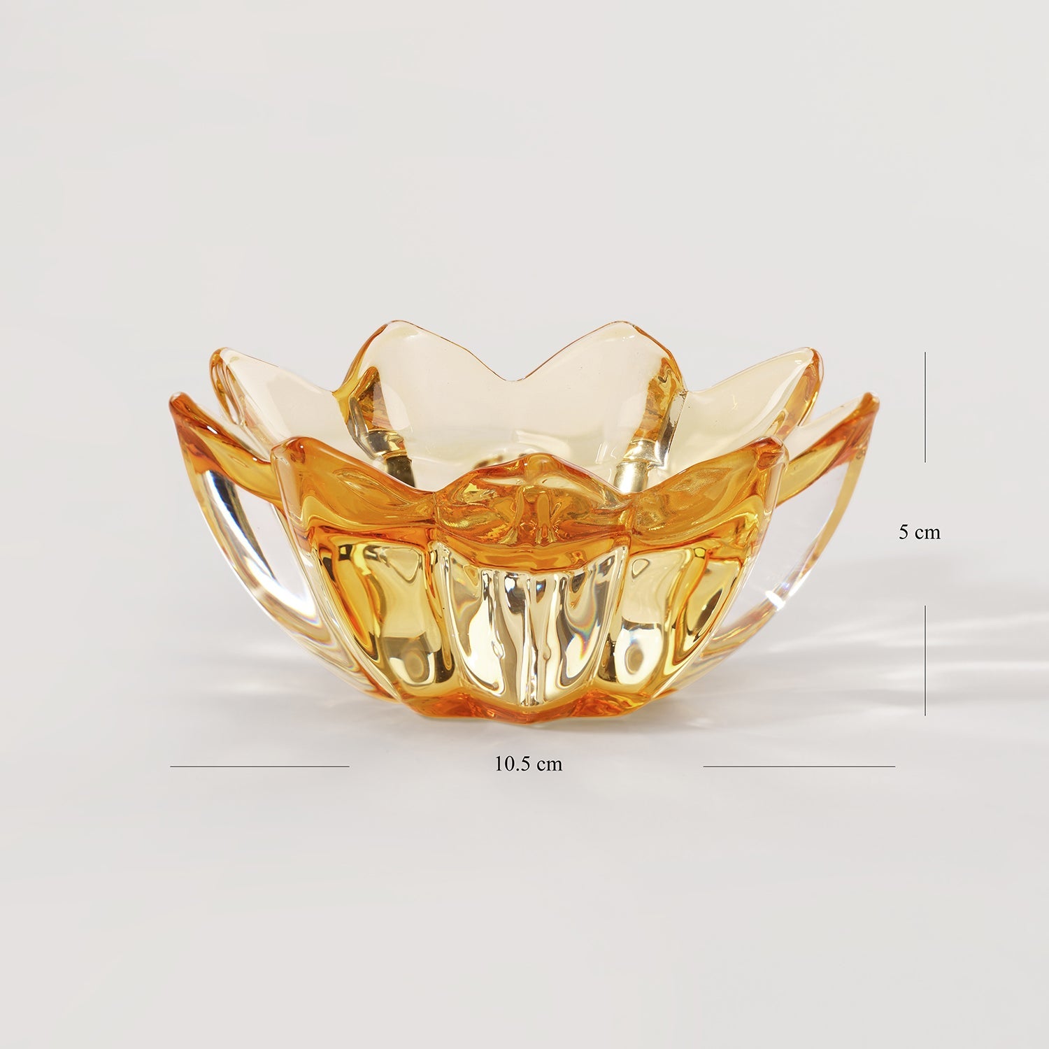 Set of 2 Amber Floral Shaped Tealight Holder