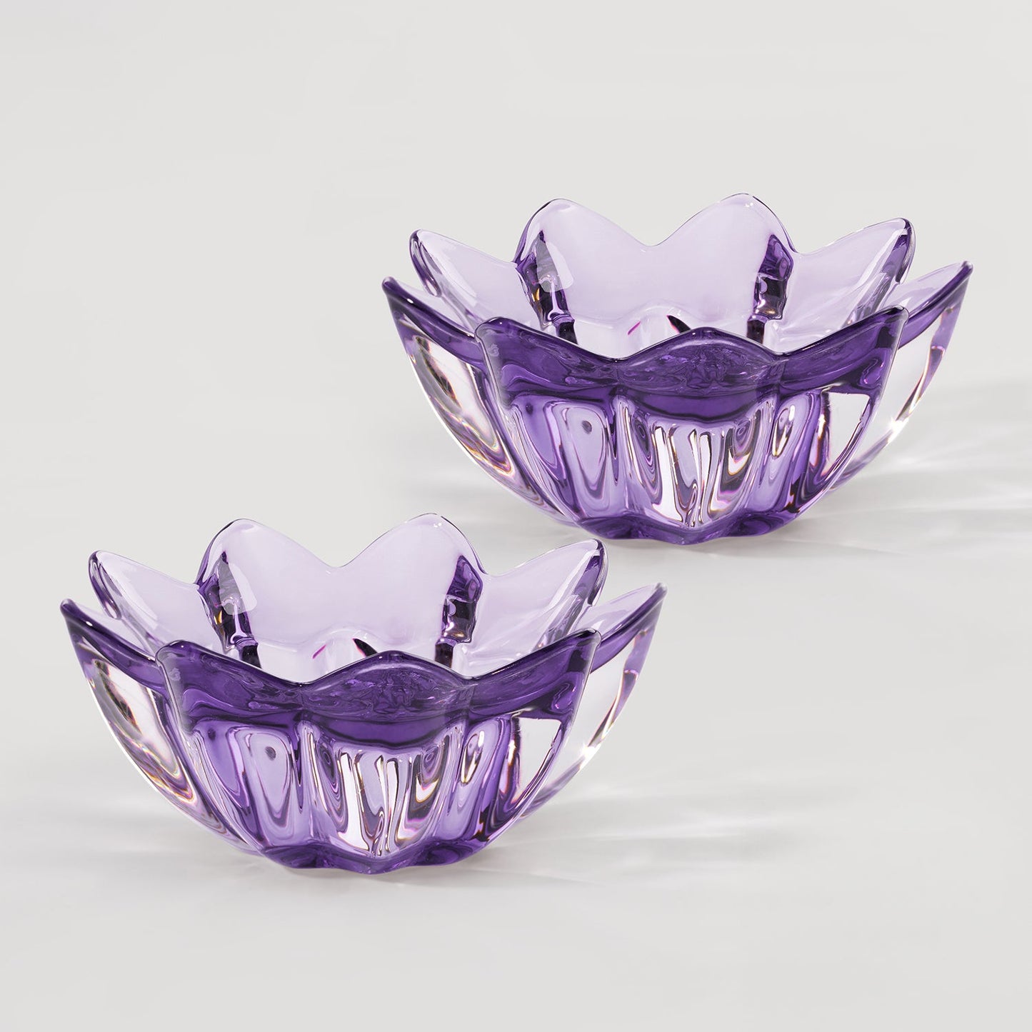 Set of 2 Purple Floral Shaped Tealight Holder
