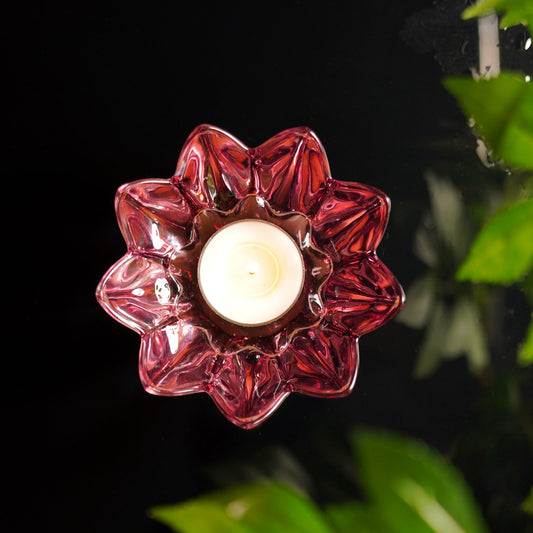 Set of 2 Old Rose Floral Shaped Tealight Holder