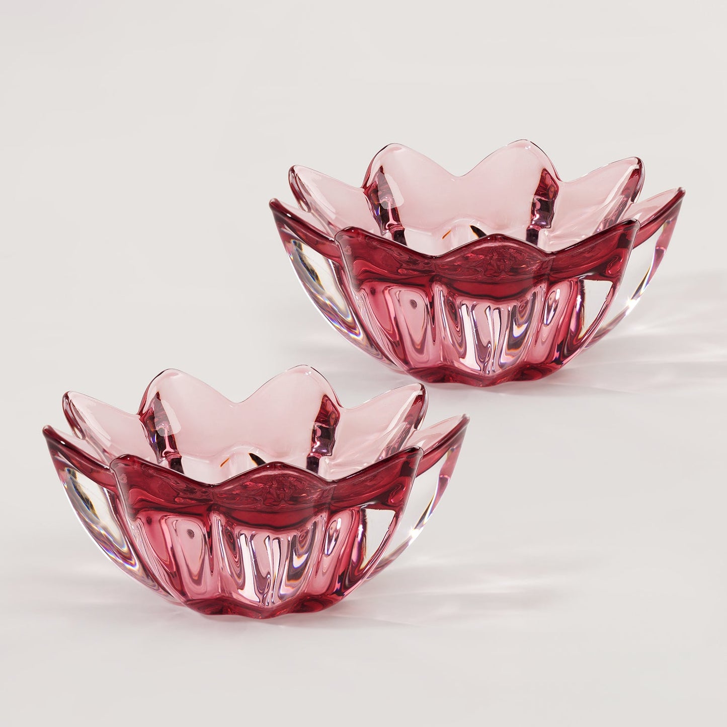 Set of 2 Old Rose Floral Shaped Tealight Holder