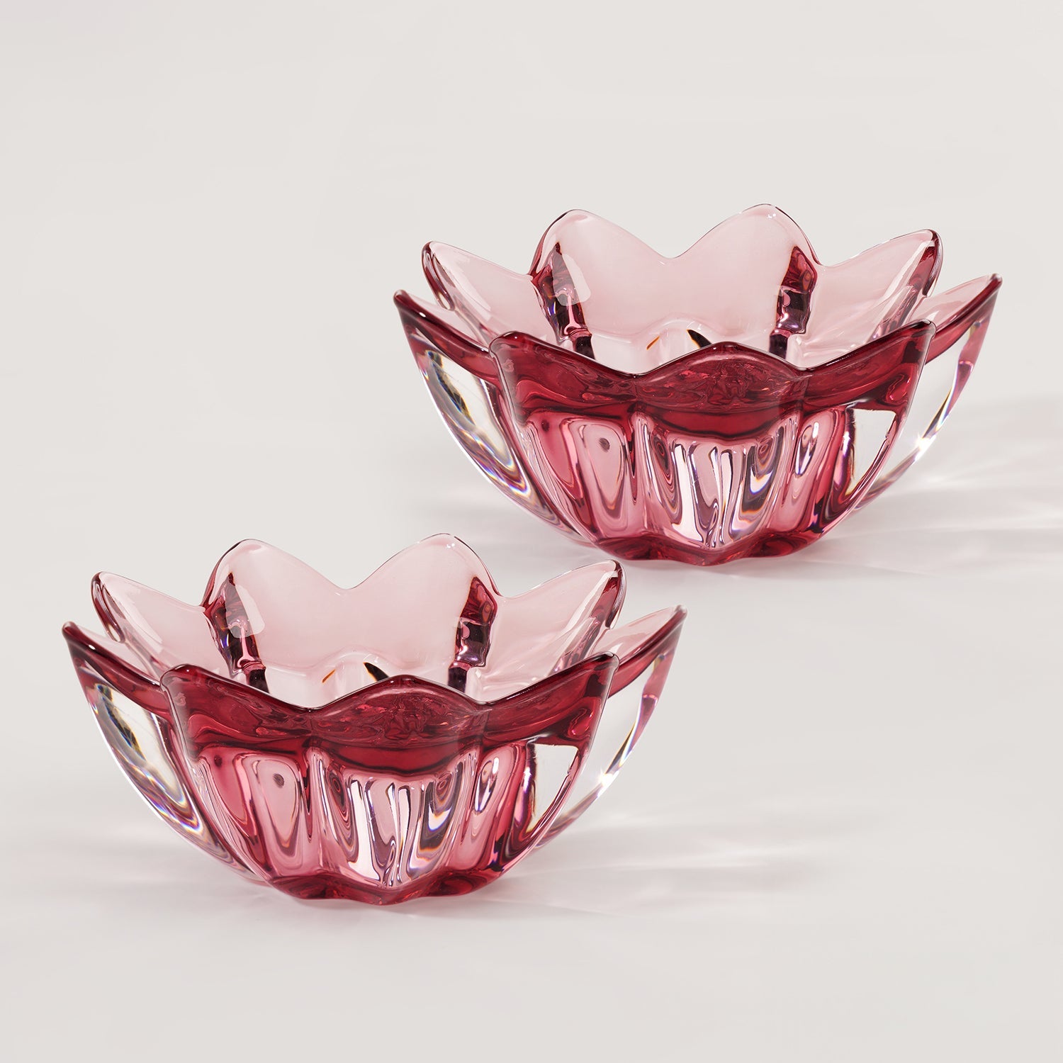 Set of 2 Old Rose Floral Shaped Tealight Holder