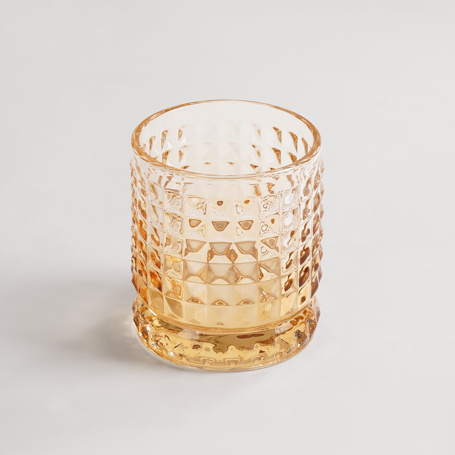 Set of 2 Light Amber Ombre Ribbed Glass Whiskey Glass