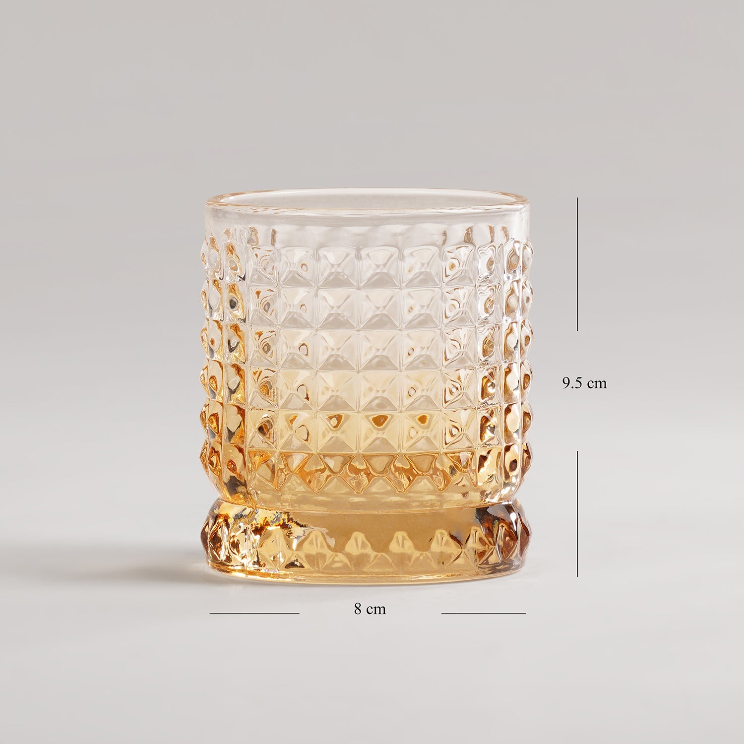 Set of 2 Light Amber Ombre Ribbed Glass Whiskey Glass