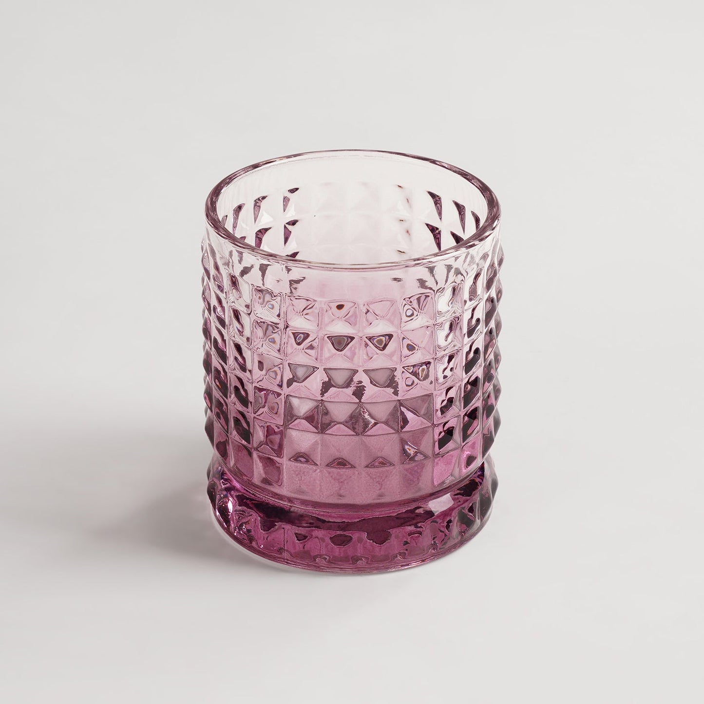 Set of 2 Pink Ombre Ribbed Glass Whiskey Glass