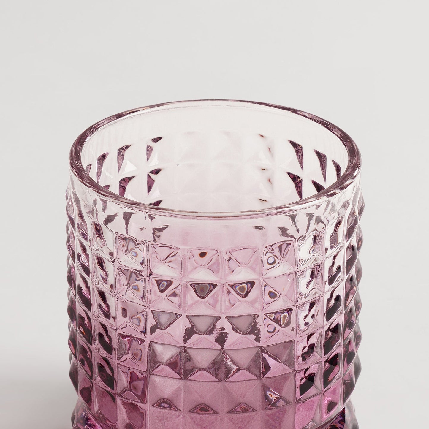 Set of 2 Pink Ombre Ribbed Glass Whiskey Glass