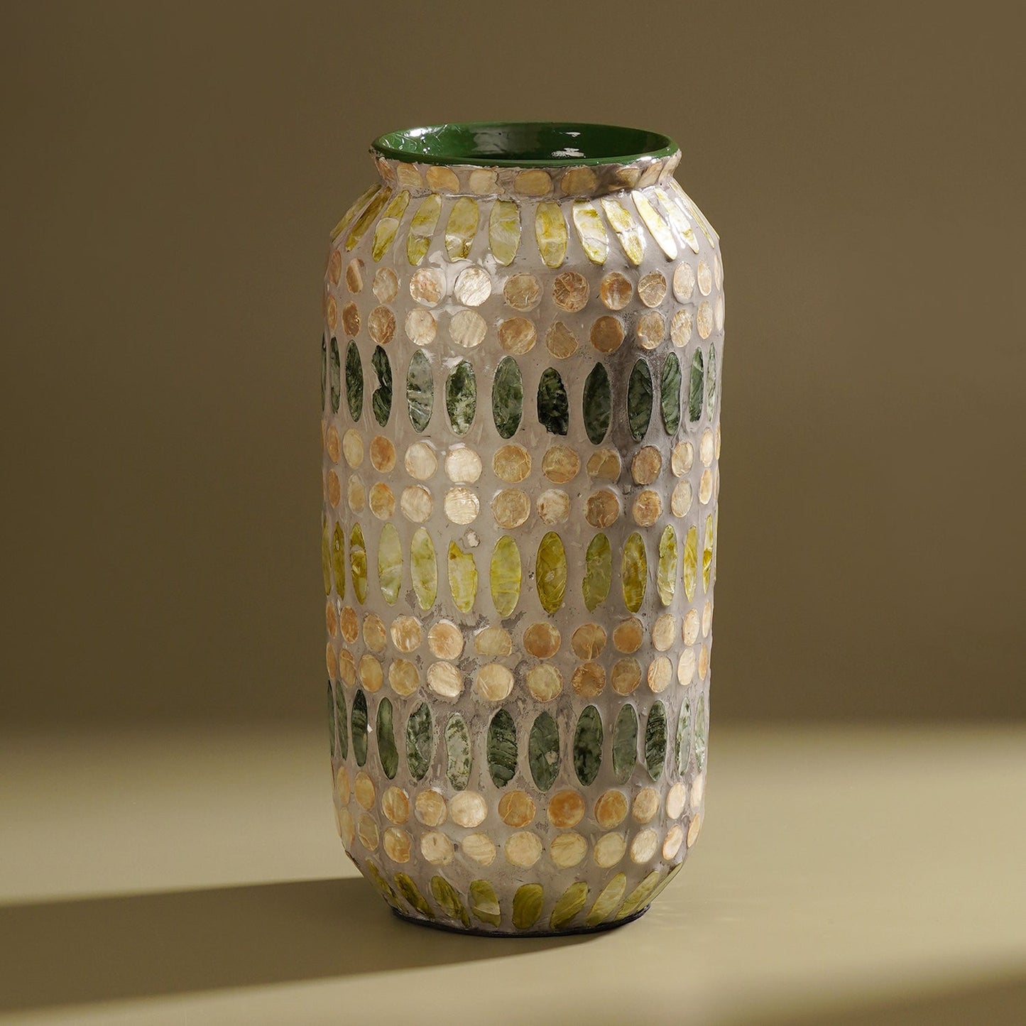 Green Embellished Lacquer Vase - Large