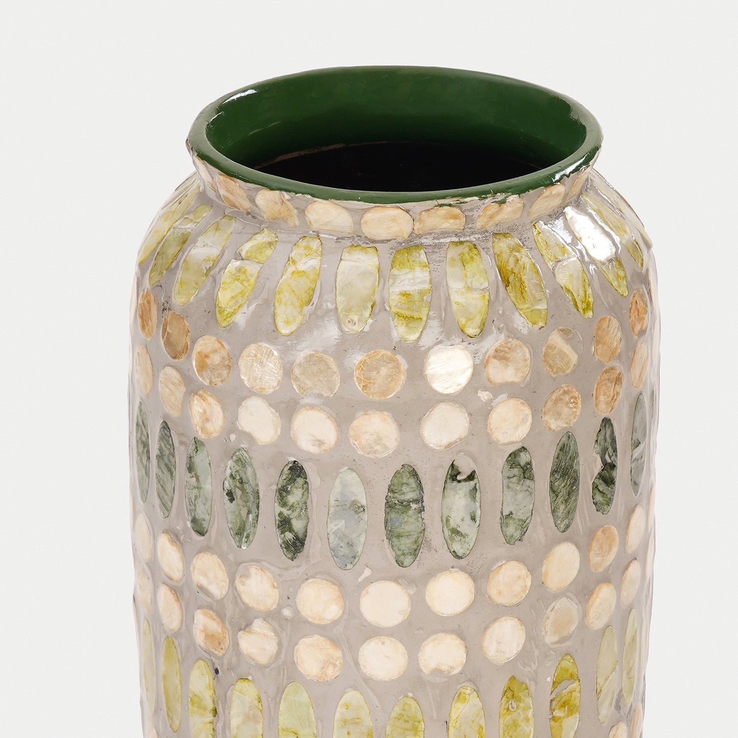Green Embellished Lacquer Vase - Large