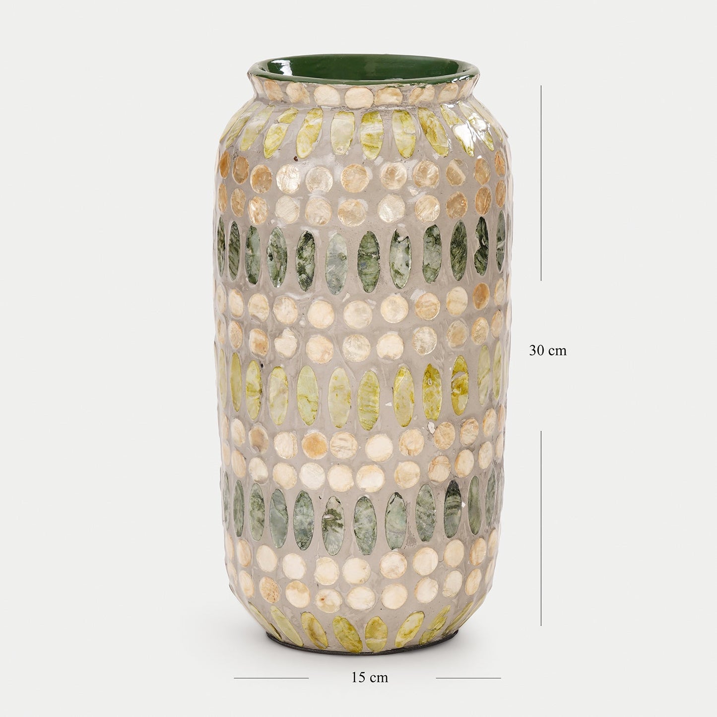 Green Embellished Lacquer Vase - Large