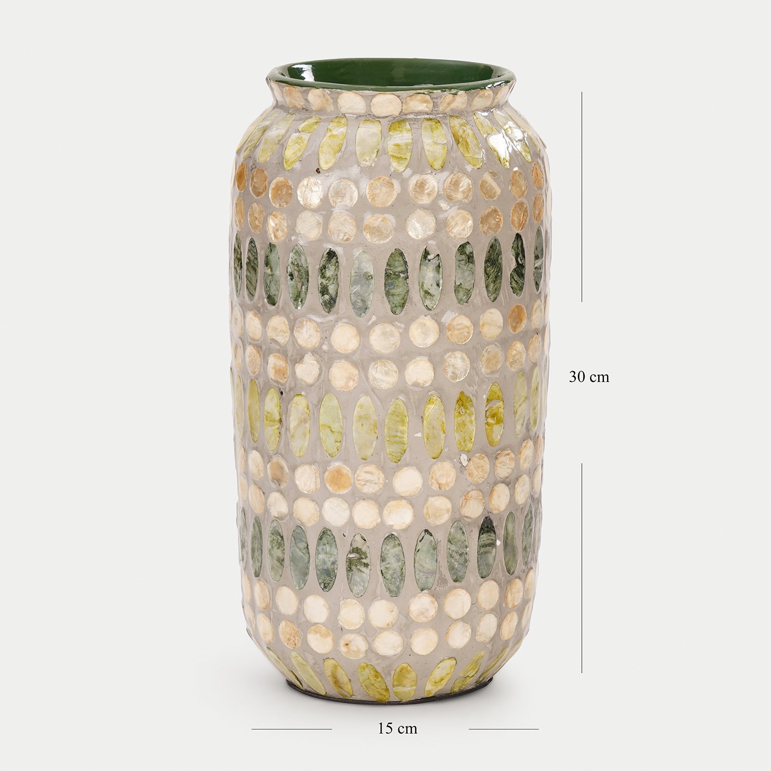 Green Embellished Lacquer Vase - Large