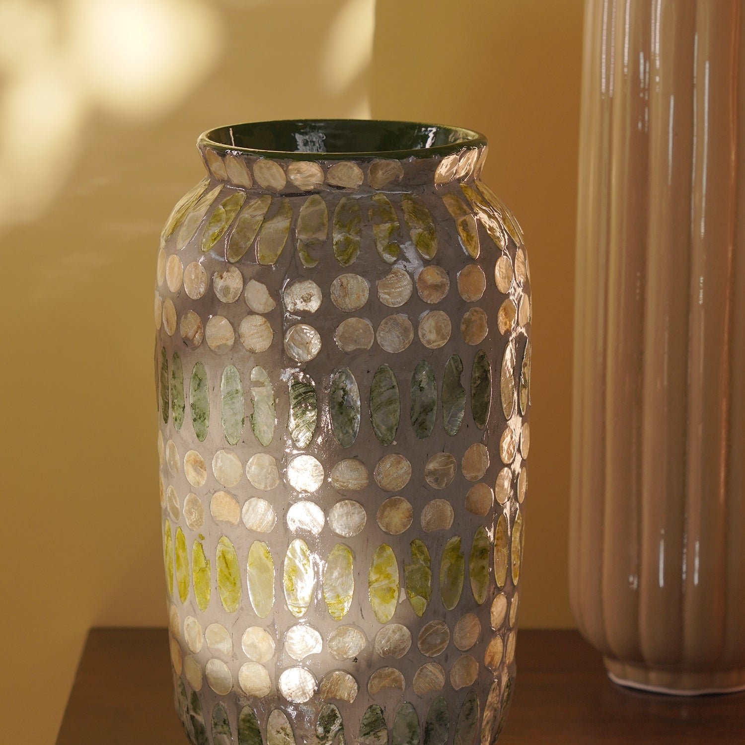 Green Embellished Lacquer Vase - Small