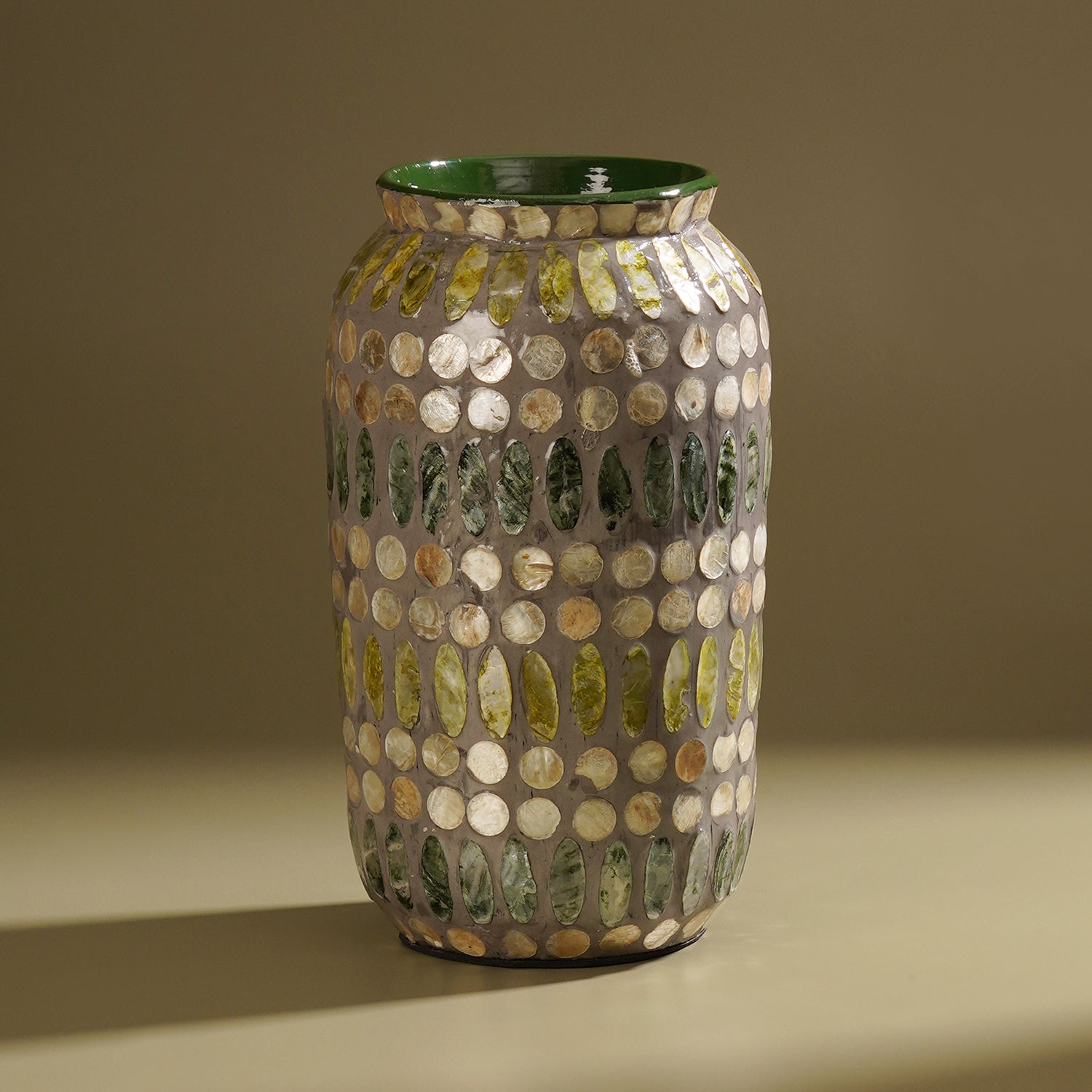 Green Embellished Lacquer Vase - Small