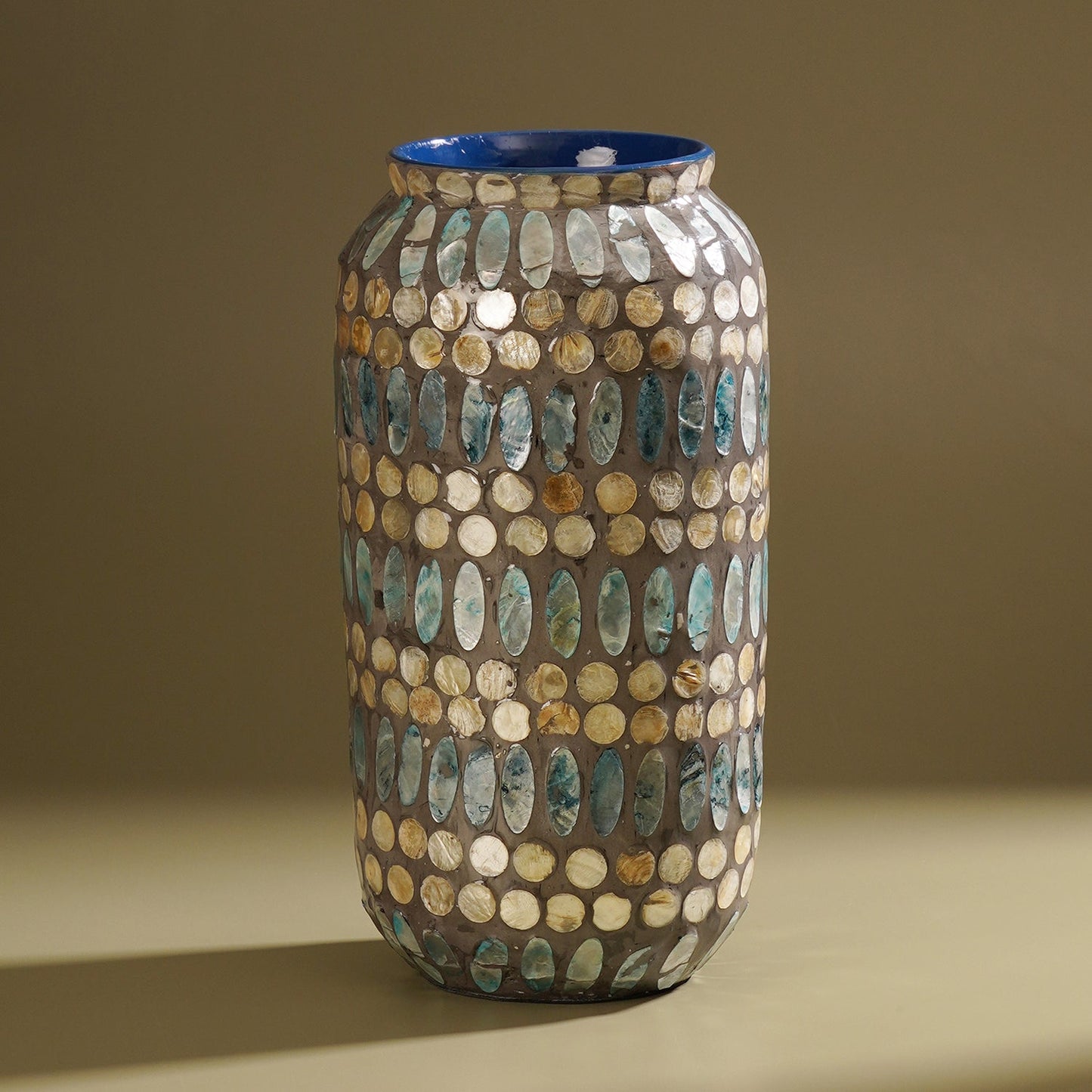 Blue Embellished Lacquer Vase - Large