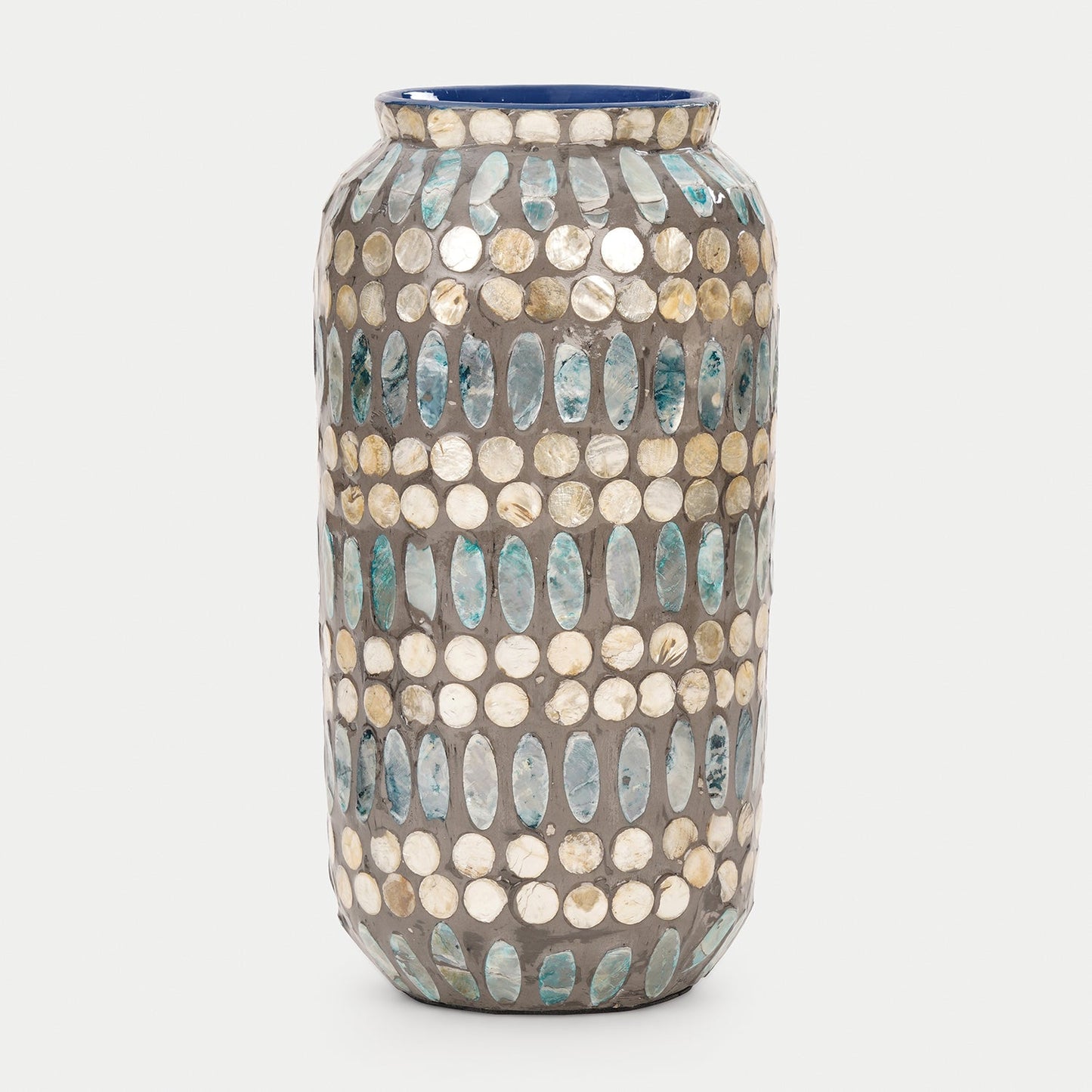 Blue Embellished Lacquer Vase - Large