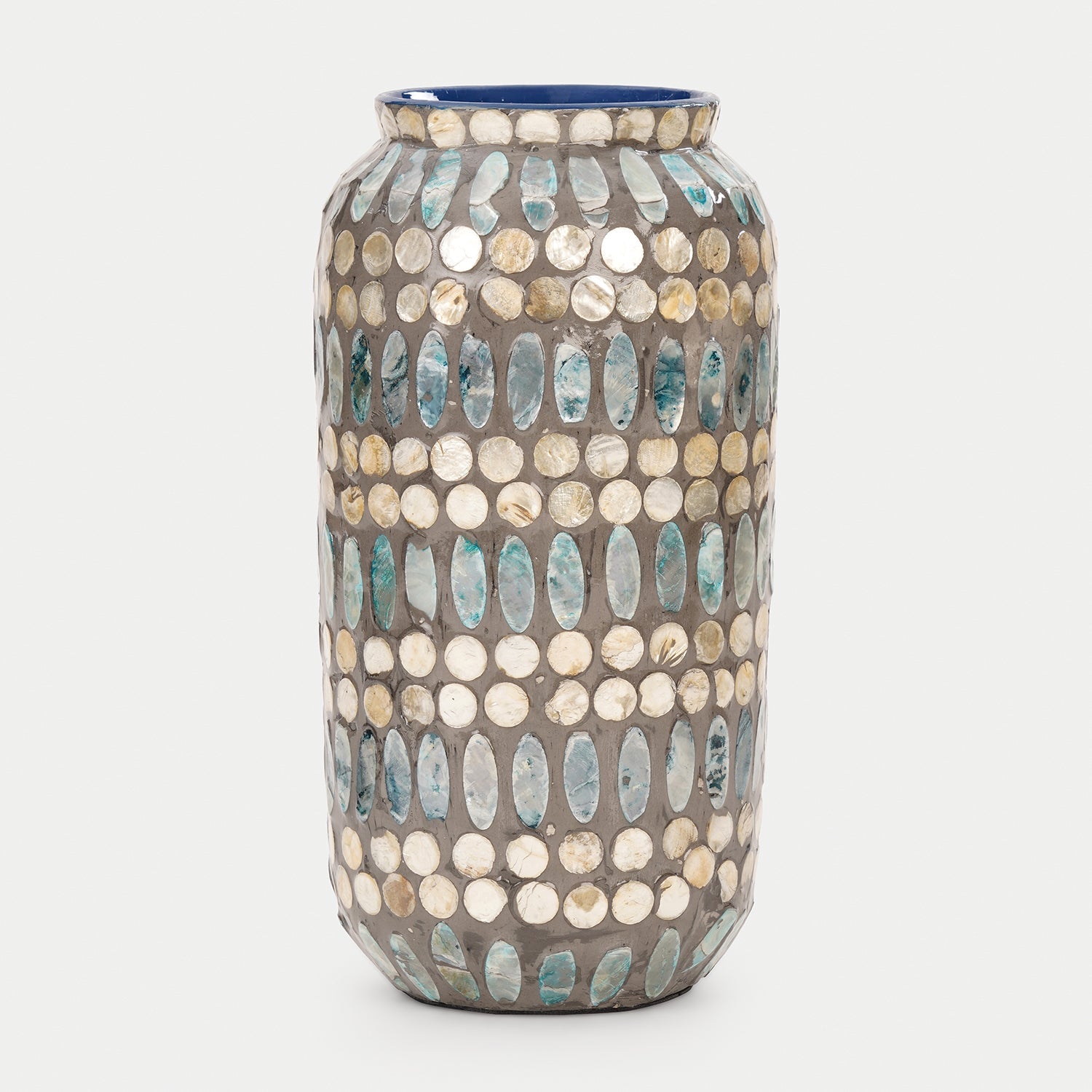 Blue Embellished Lacquer Vase - Large