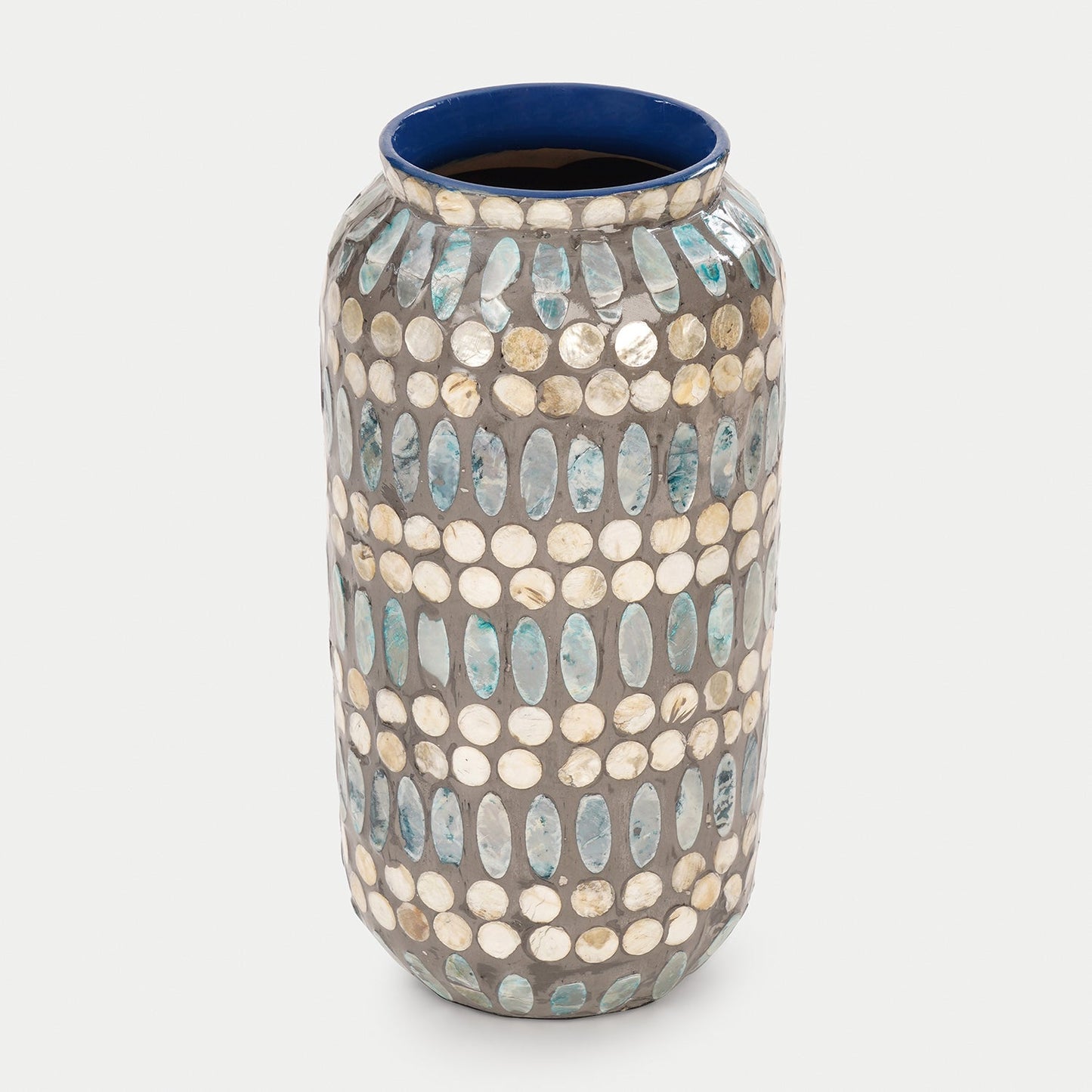 Blue Embellished Lacquer Vase - Large