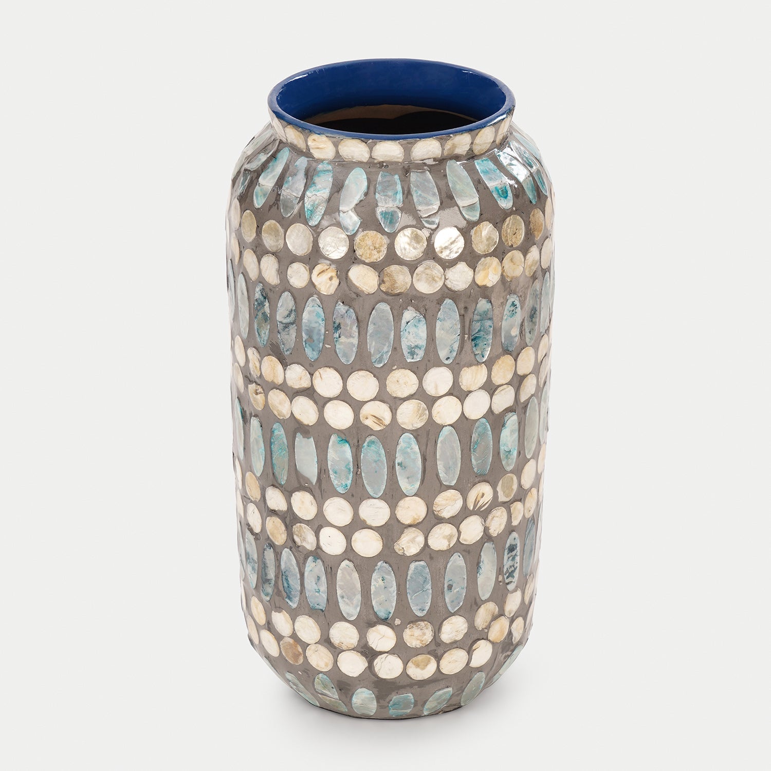 Blue Embellished Lacquer Vase - Large