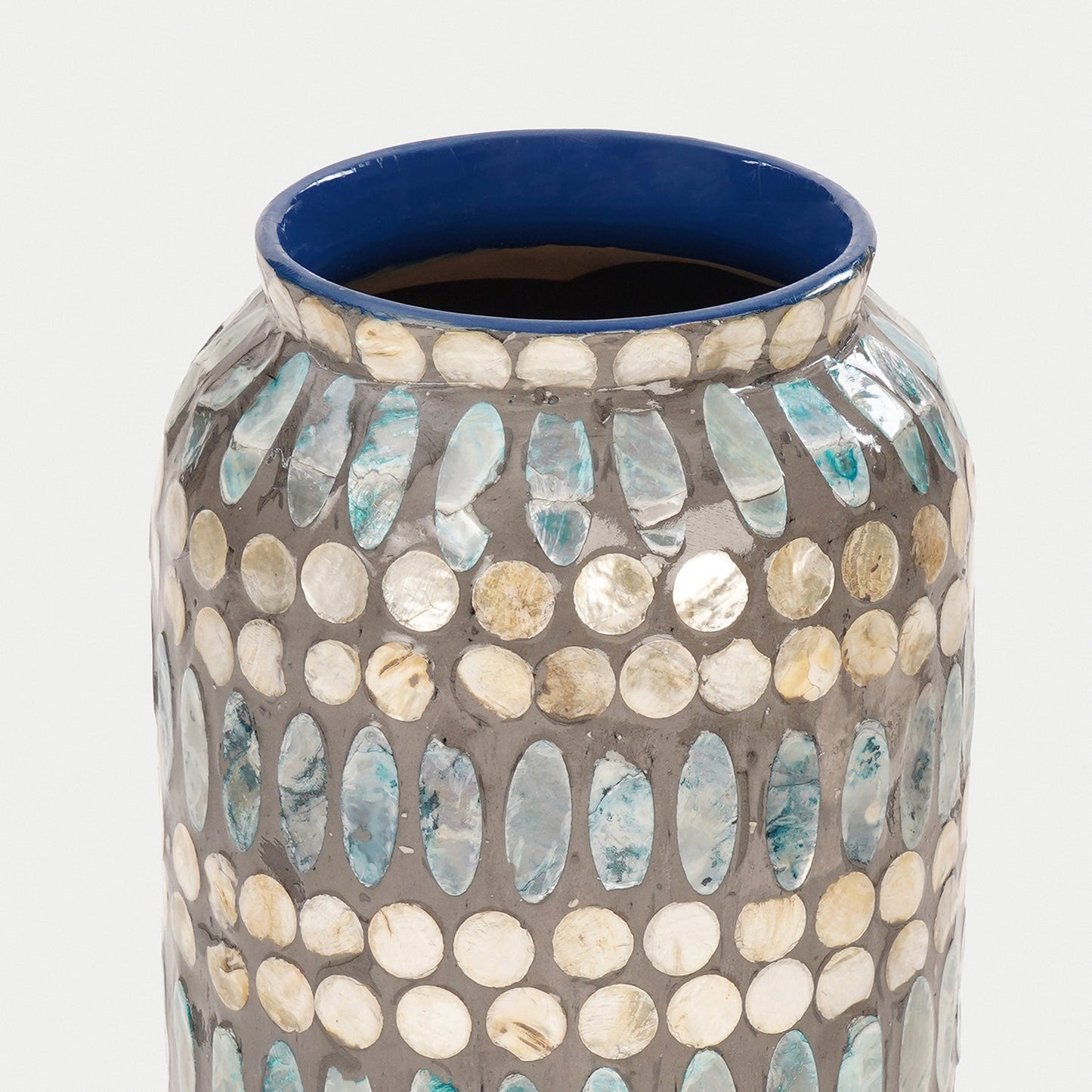 Blue Embellished Lacquer Vase - Large