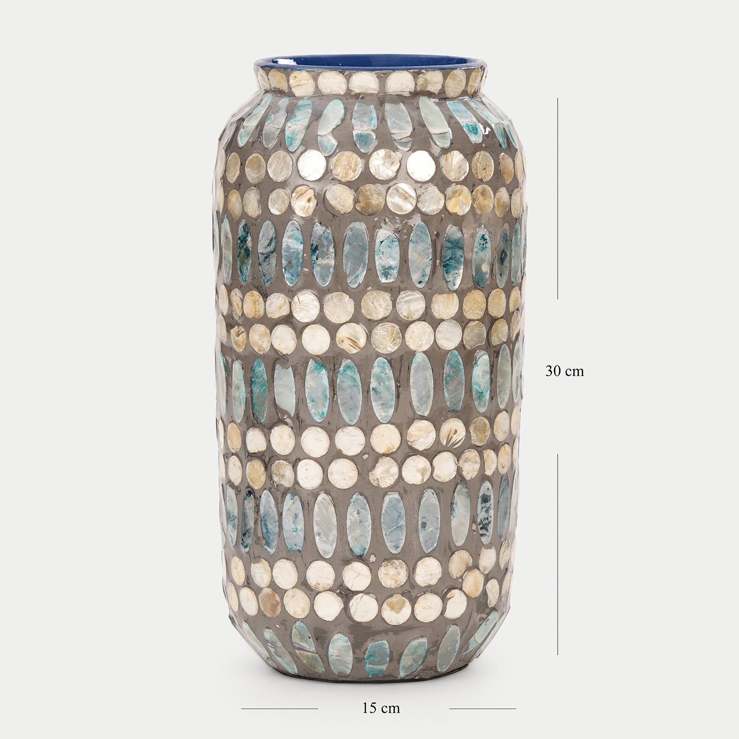 Blue Embellished Lacquer Vase - Large