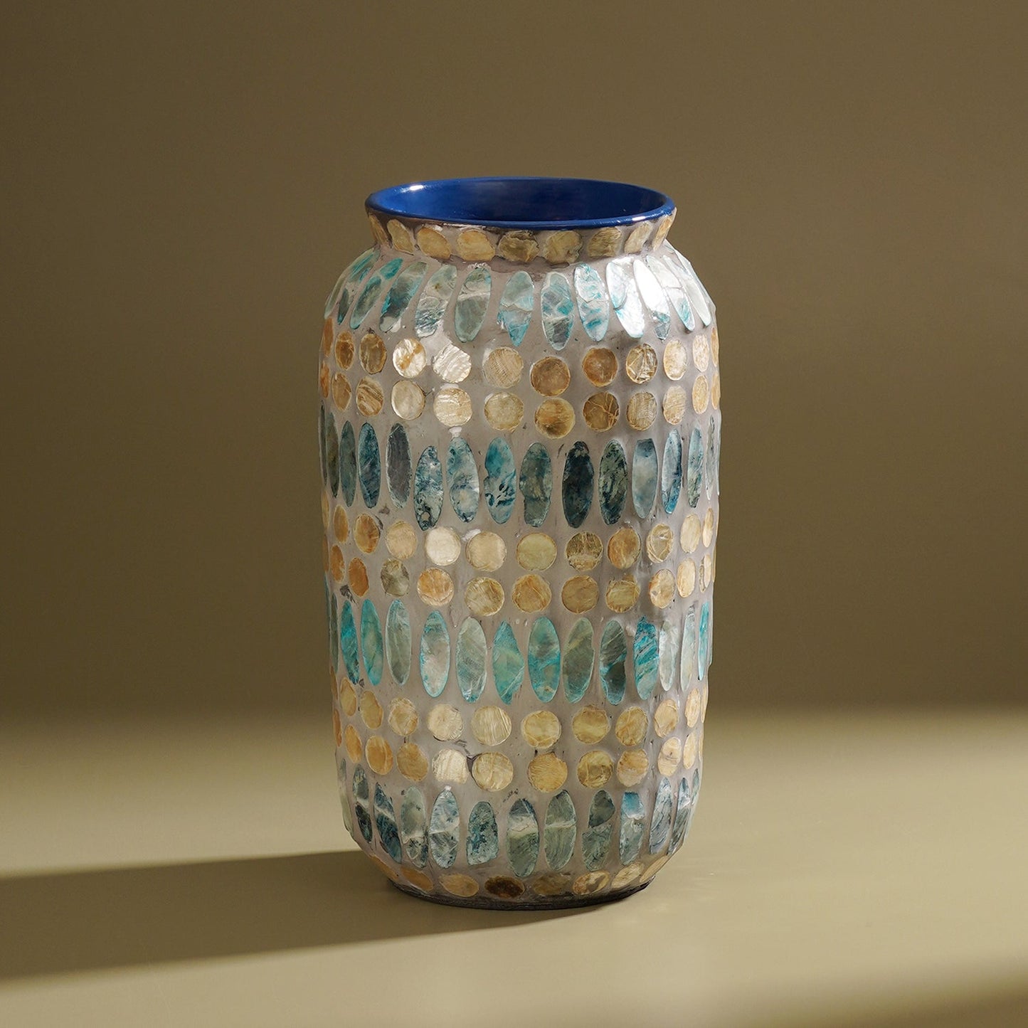 Blue Embellished Lacquer Vase - Small