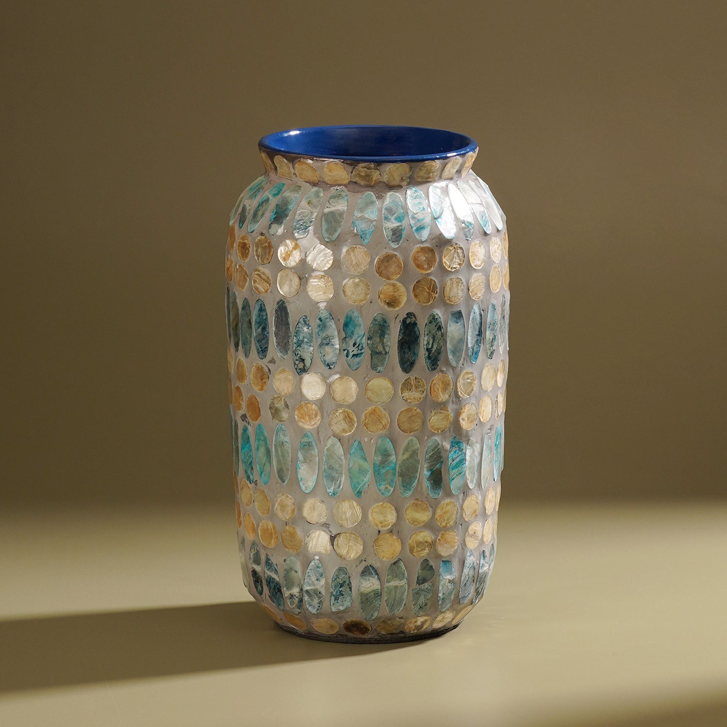Blue Embellished Lacquer Vase - Small