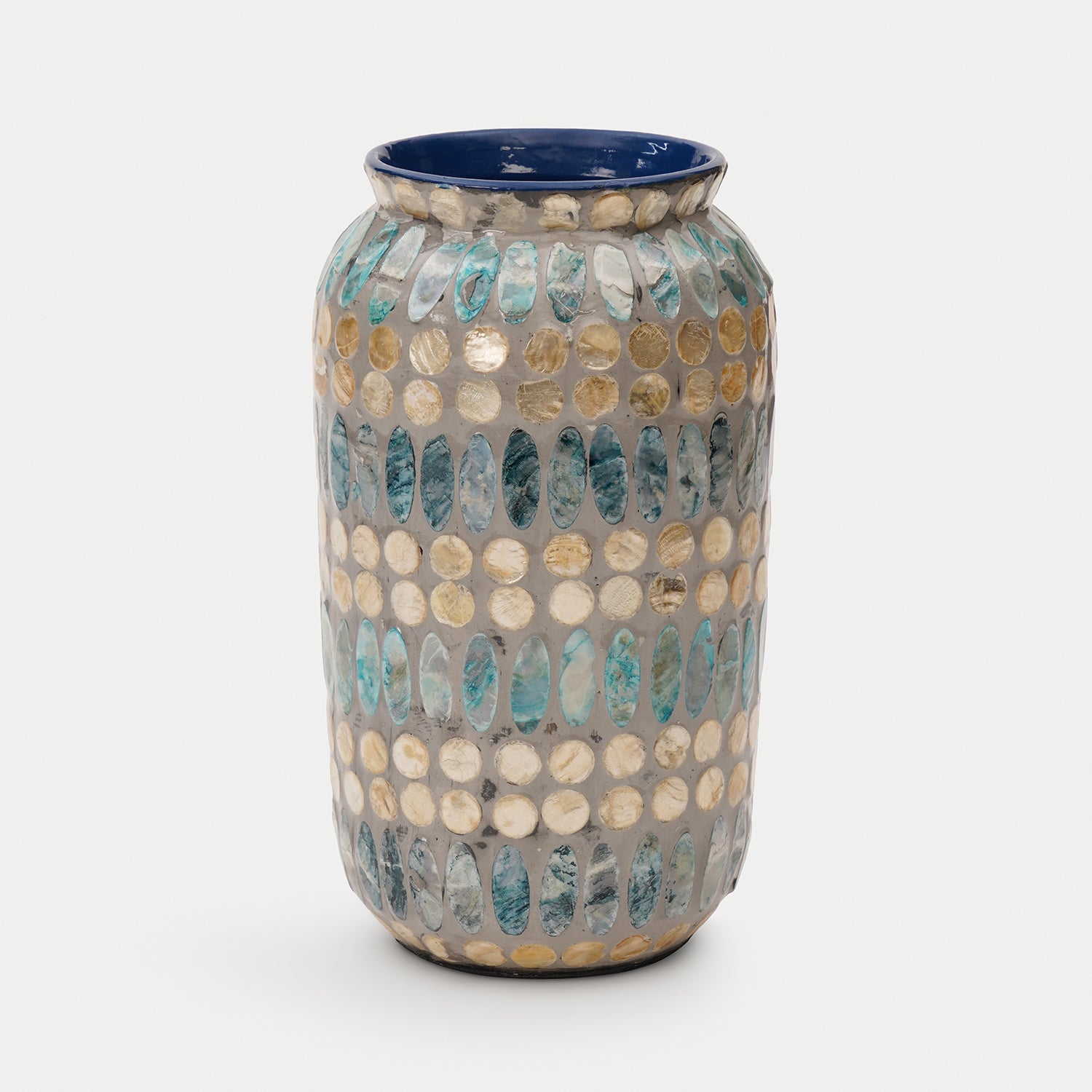Blue Embellished Lacquer Vase - Small