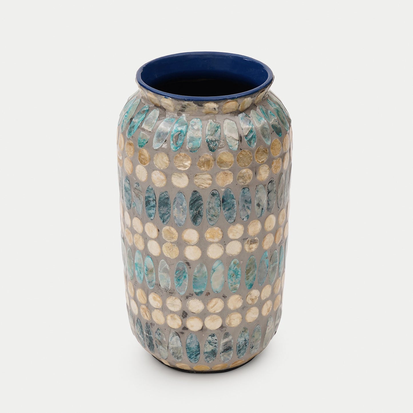 Blue Embellished Lacquer Vase - Small