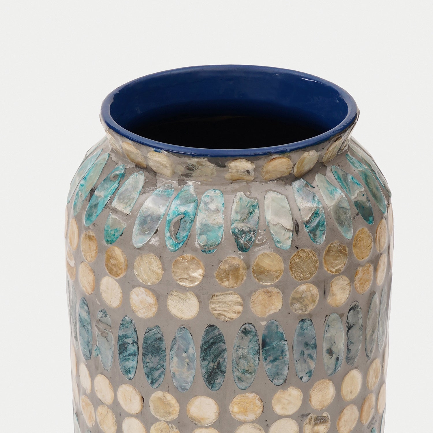 Blue Embellished Lacquer Vase - Small
