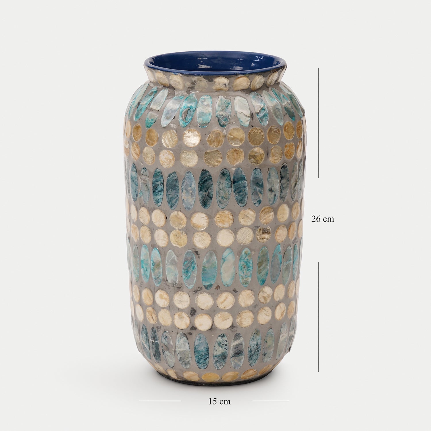 Blue Embellished Lacquer Vase - Small