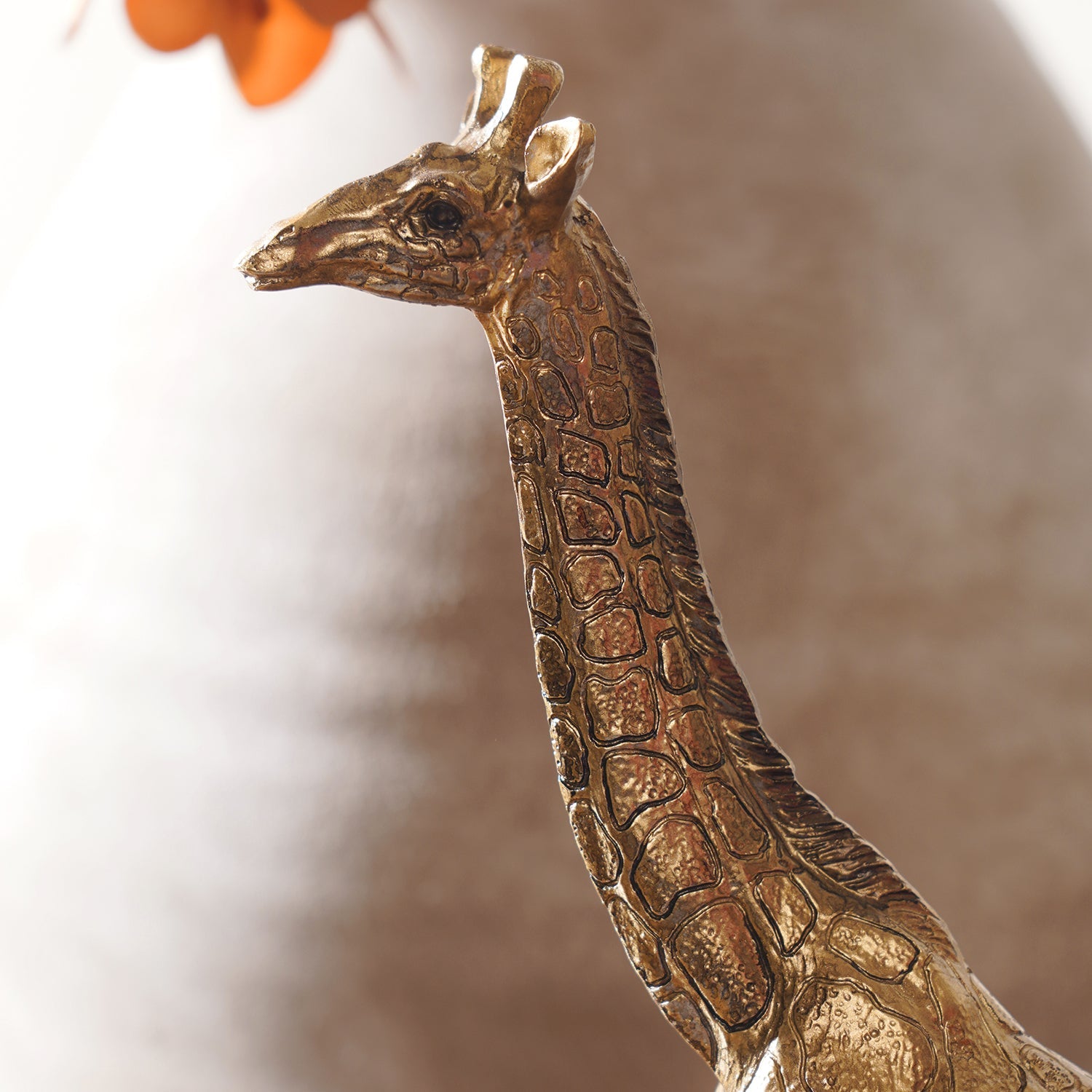 Gold Antique Polyresin Standing Giraffe - Small