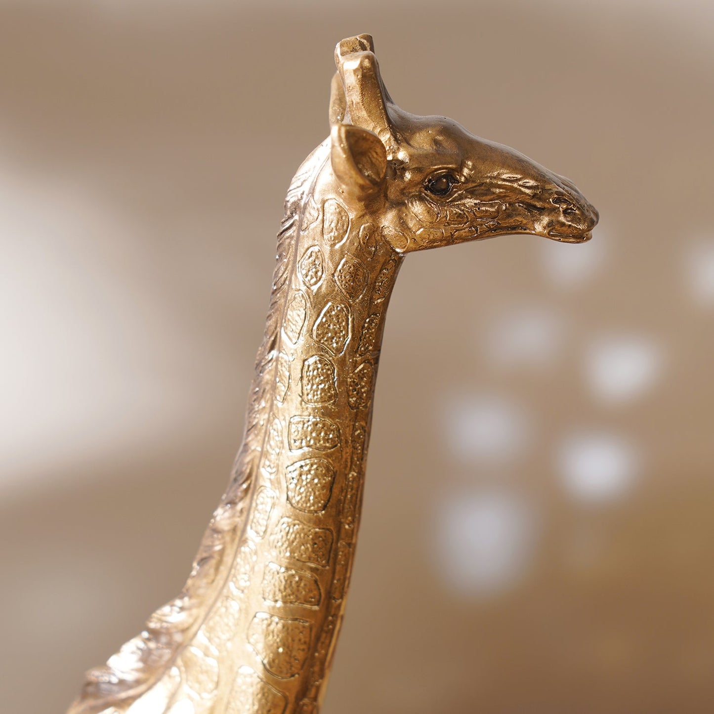 Gold Antique Polyresin Standing Giraffe - Large